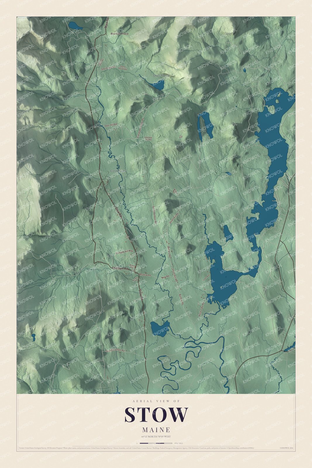 Protected watermarked complete map of Stow, Maine