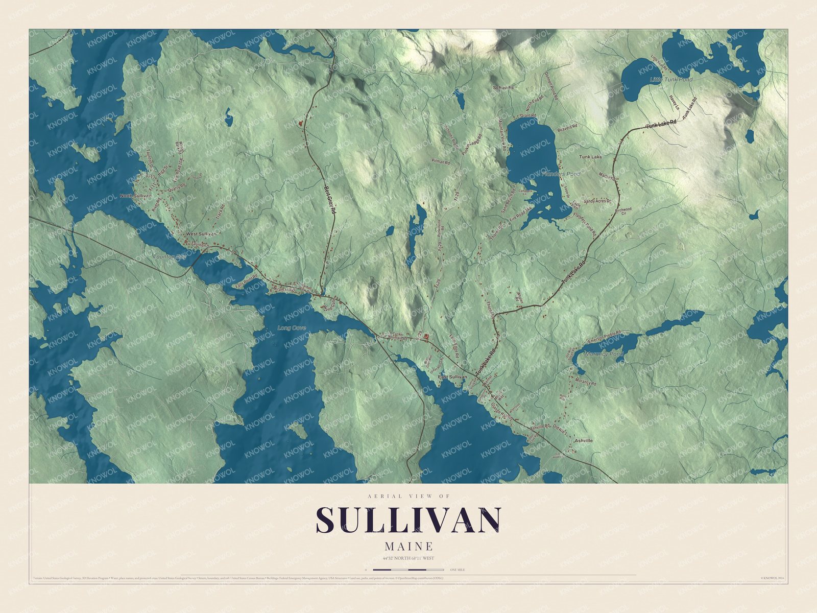 Watermarked full-map preview of Sullivan, Maine