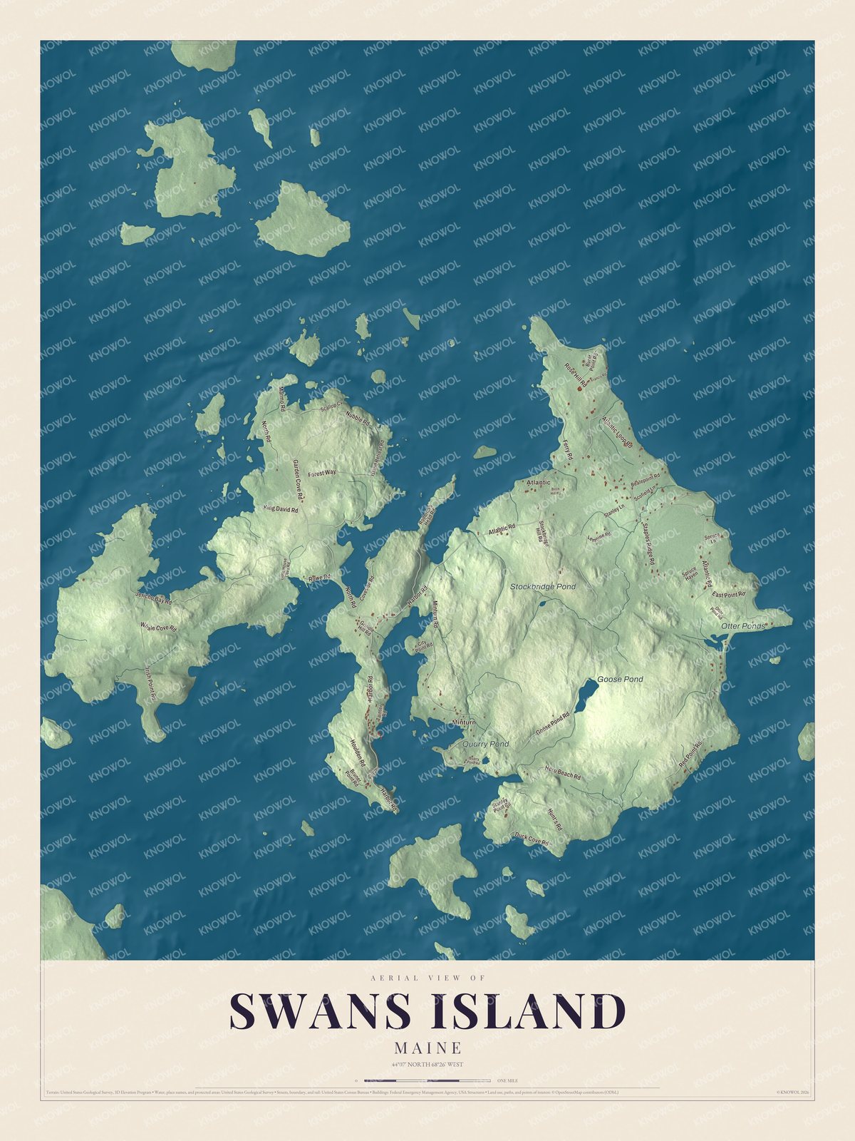 Protected watermarked complete map of Swans Island, Maine