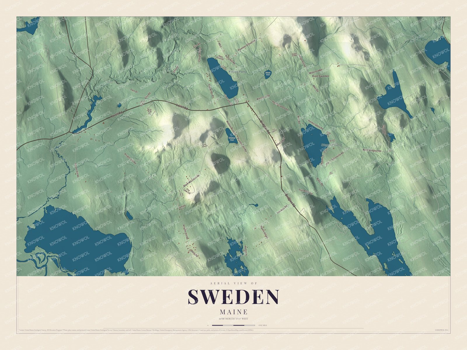 Watermarked full-map preview of Sweden, Maine
