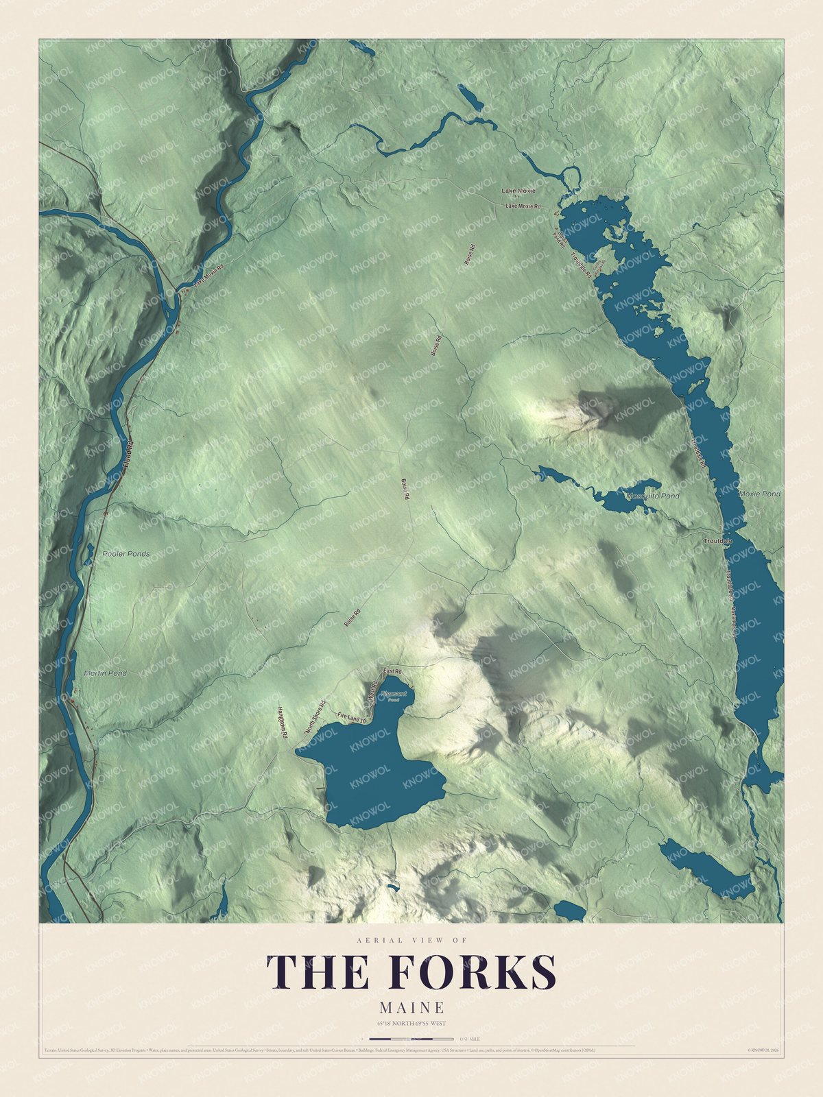 Protected watermarked complete map of The Forks, Maine