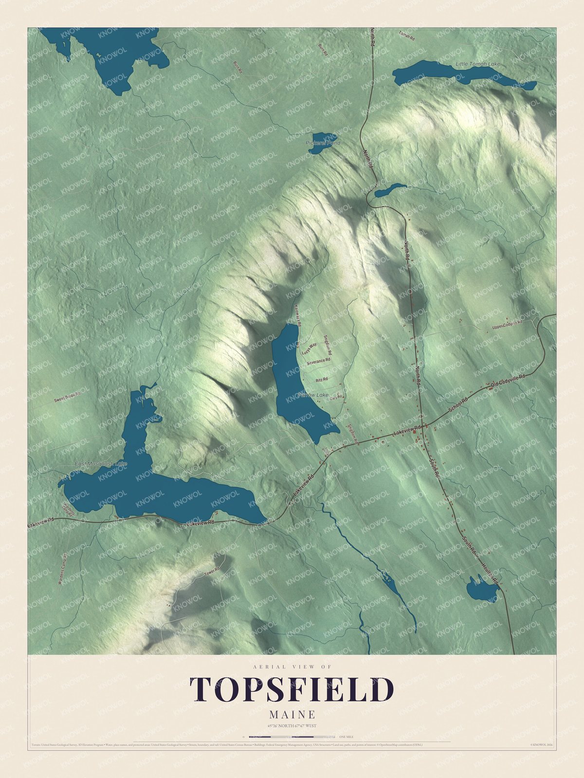 Protected watermarked complete map of Topsfield, Maine