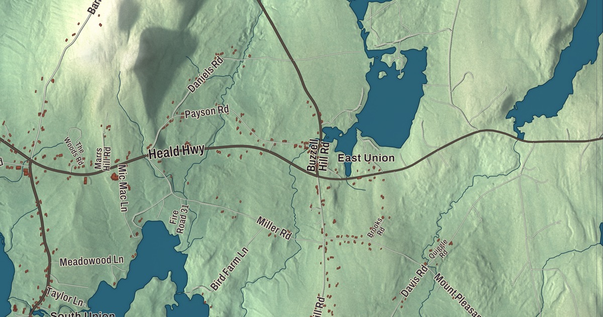 Map of Union, Maine, Drawn Like an Old Atlas