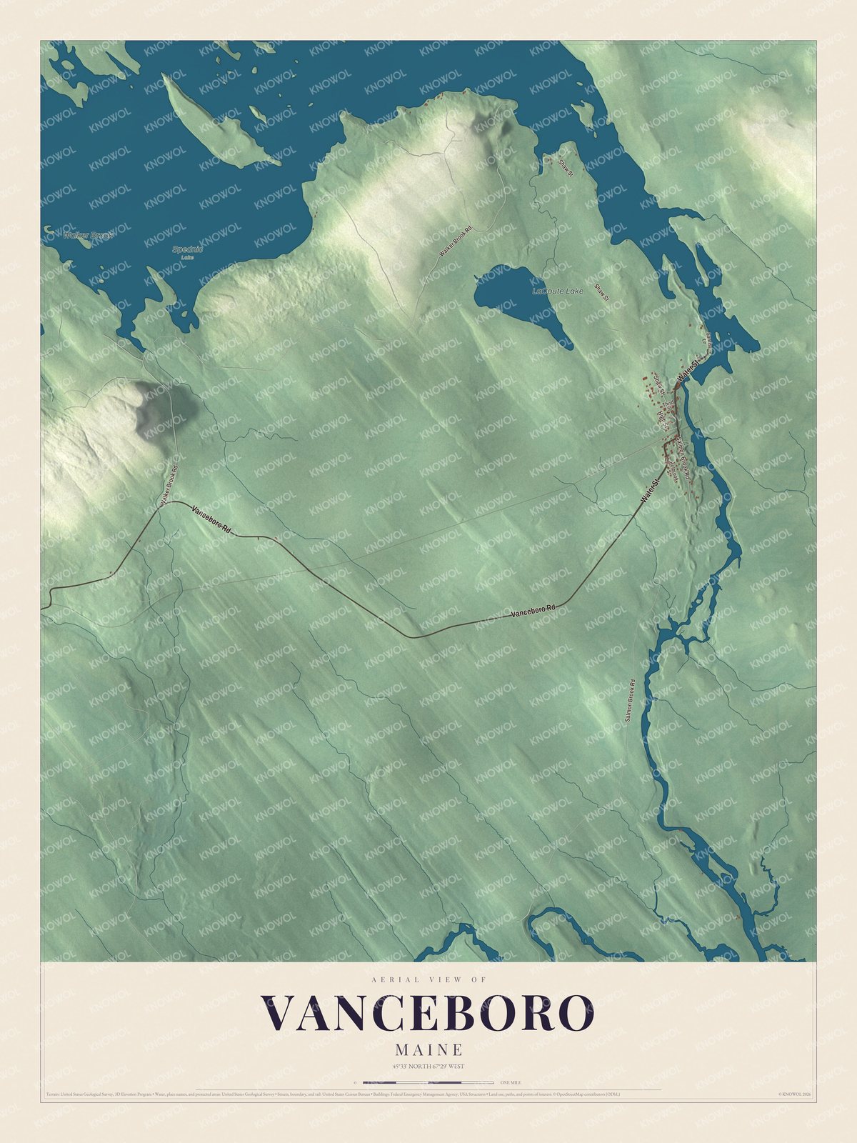 Protected watermarked complete map of Vanceboro, Maine