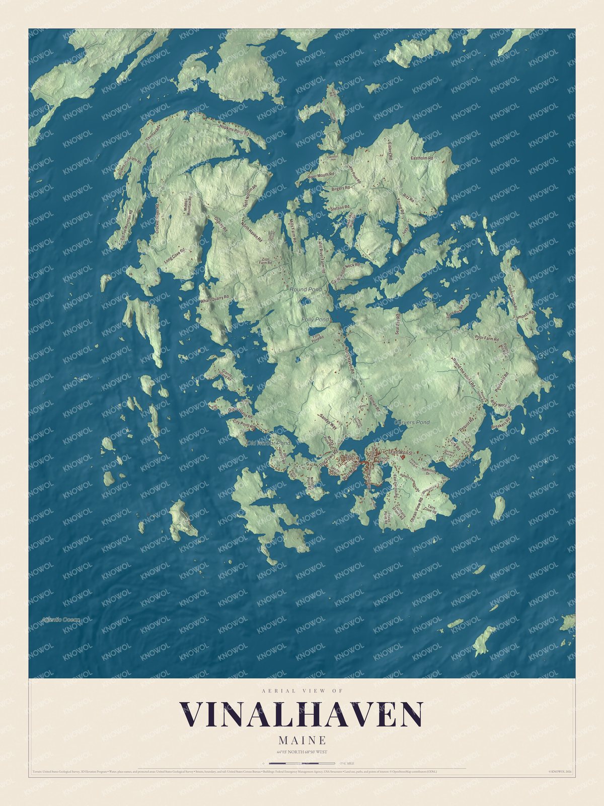 Watermarked full-map preview of Vinalhaven, Maine
