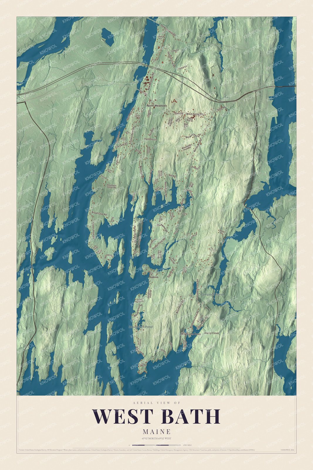 Watermarked full-map preview of West Bath, Maine