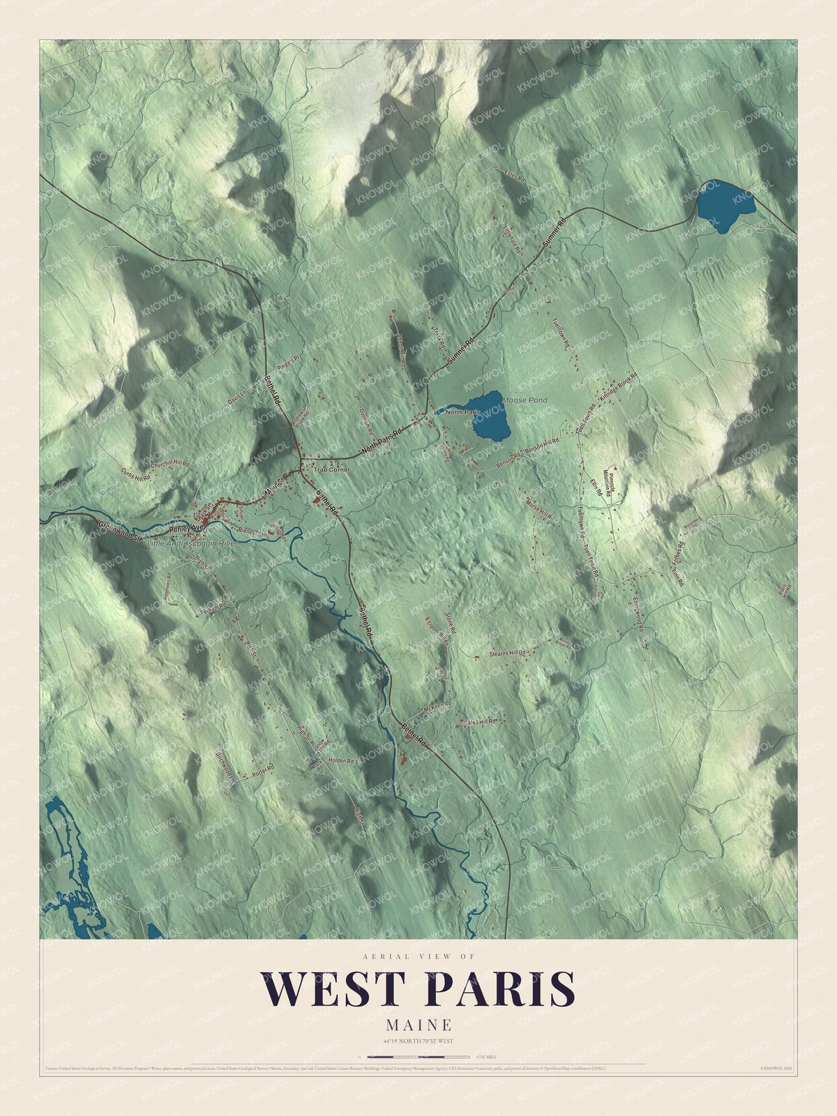 Protected watermarked complete map of West Paris, Maine