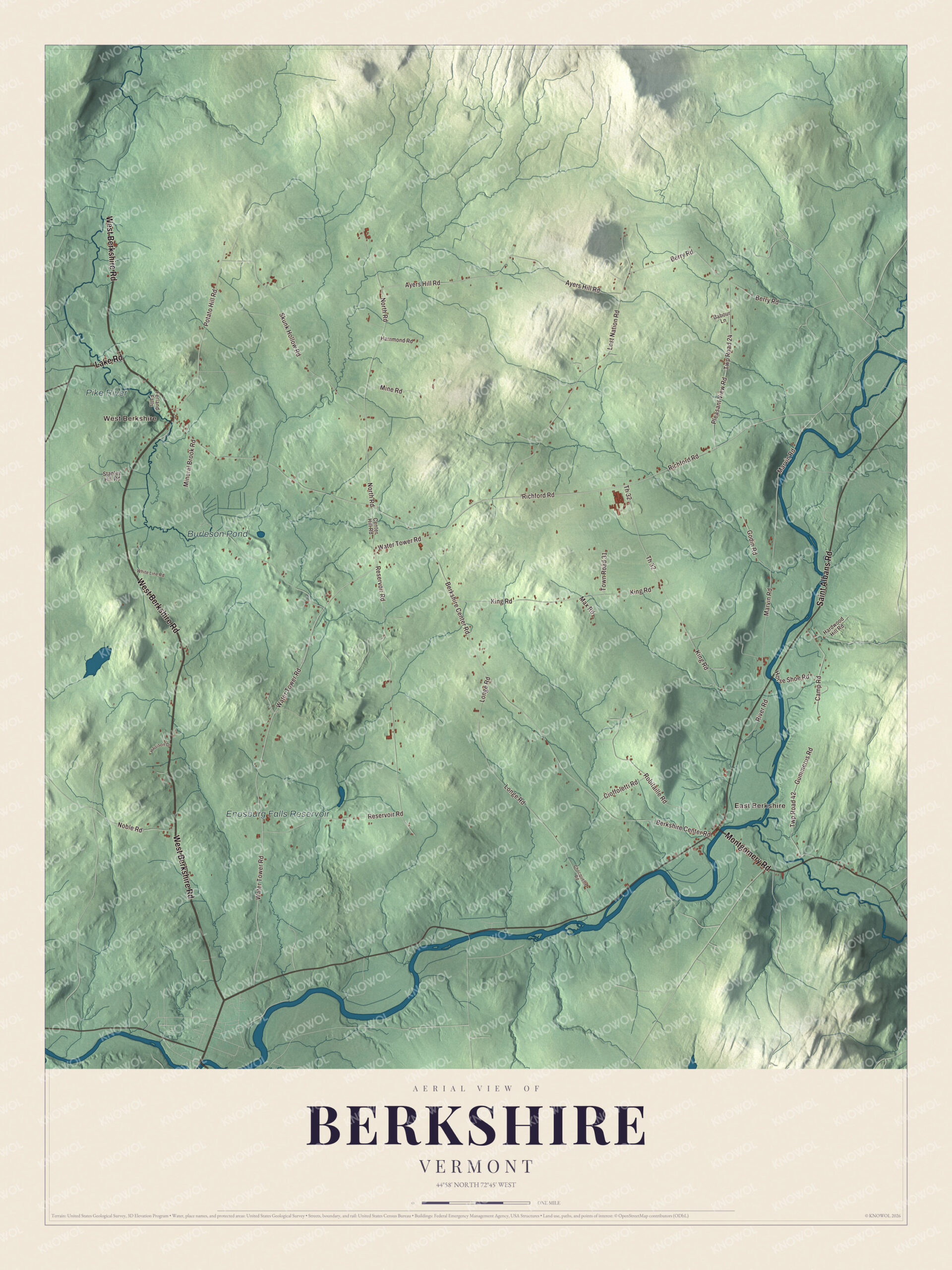 Map of Berkshire, Vermont, from the Pike River to East Berkshire