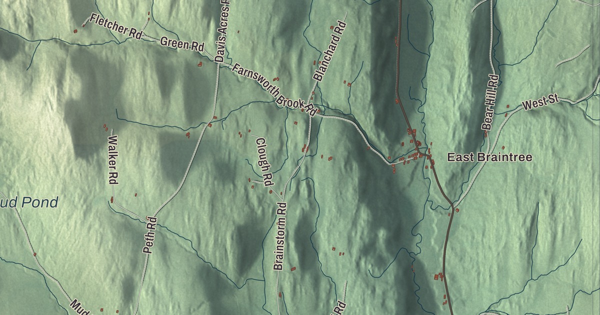 Map of Braintree, Vermont in 2026