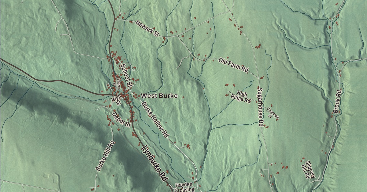 Map of Burke, Vermont in 2026