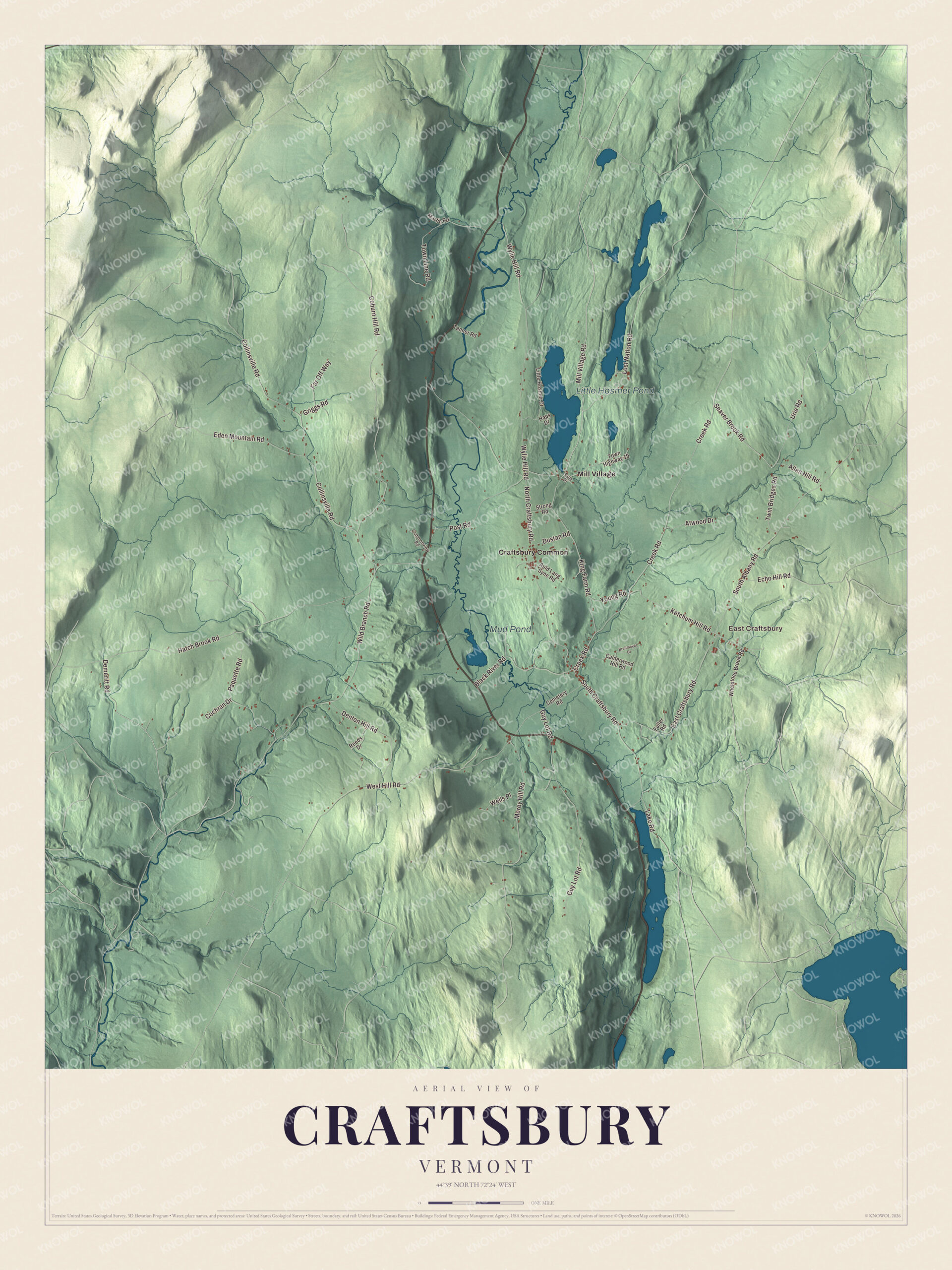 Watermarked full-map preview of Craftsbury, Vermont