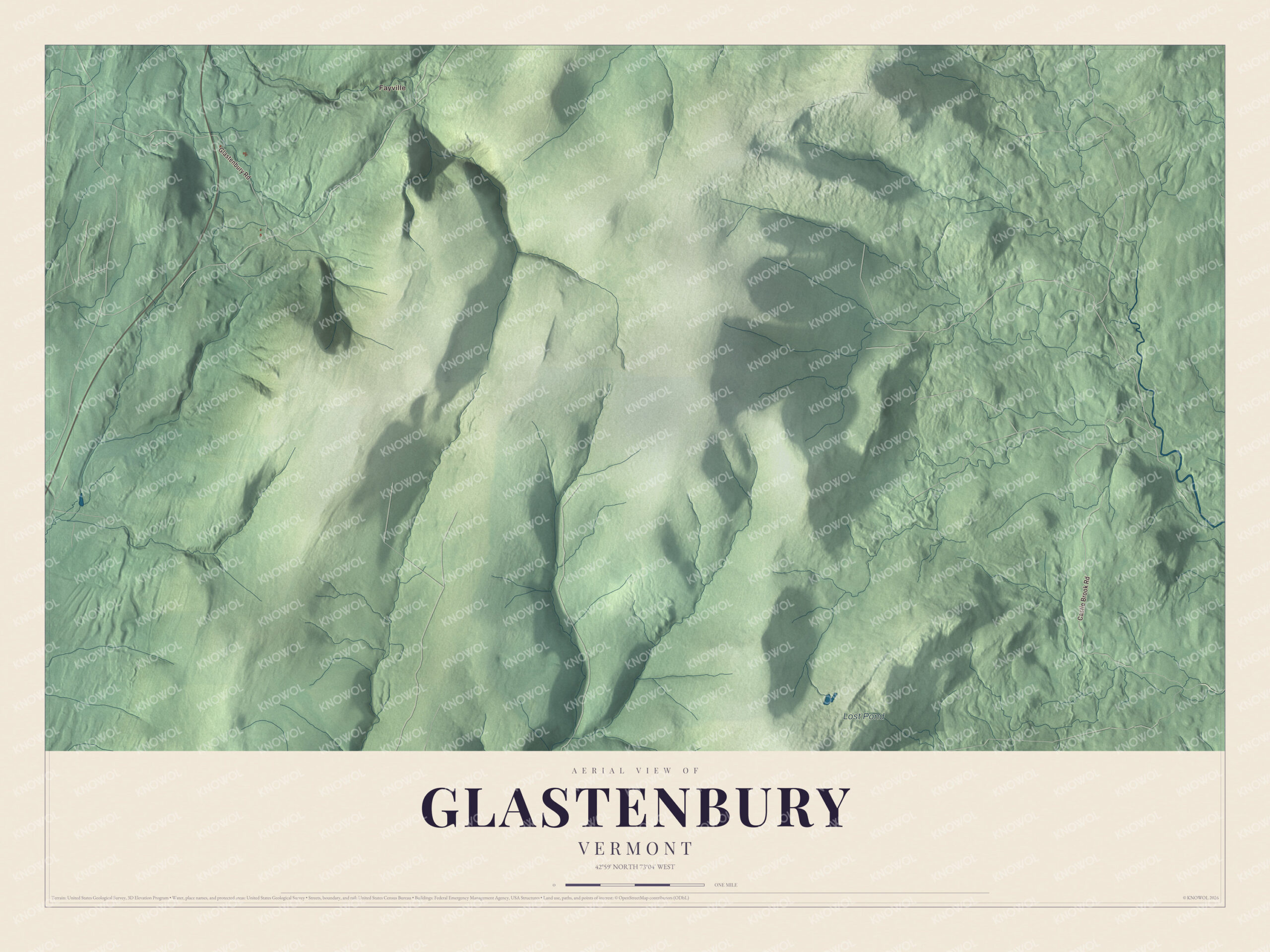 Watermarked full-map preview of Glastenbury, Vermont