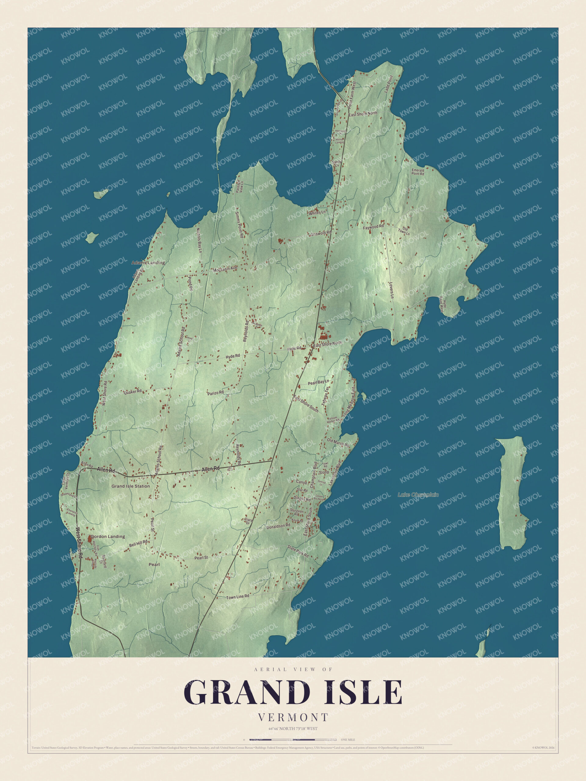 Watermarked full-map preview of Grand Isle, Vermont