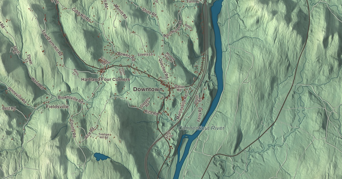 Map of Hartland, Vermont in 2026