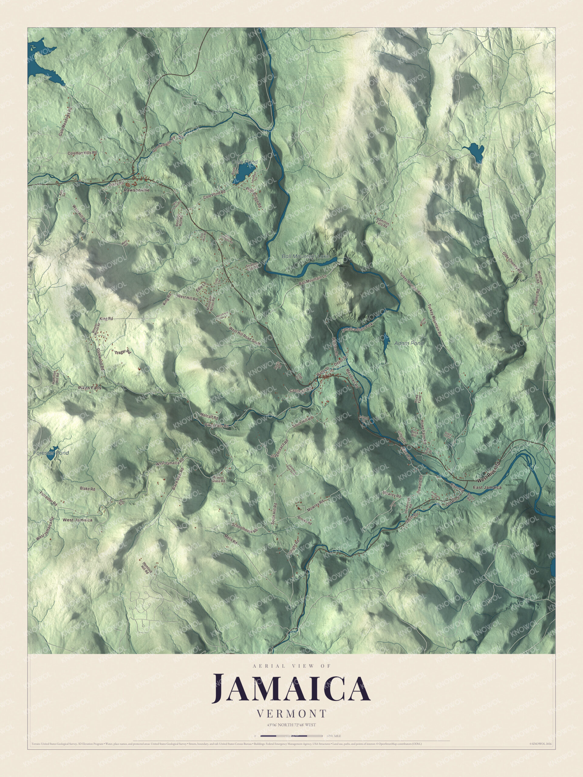 Watermarked full-map preview of Jamaica, Vermont
