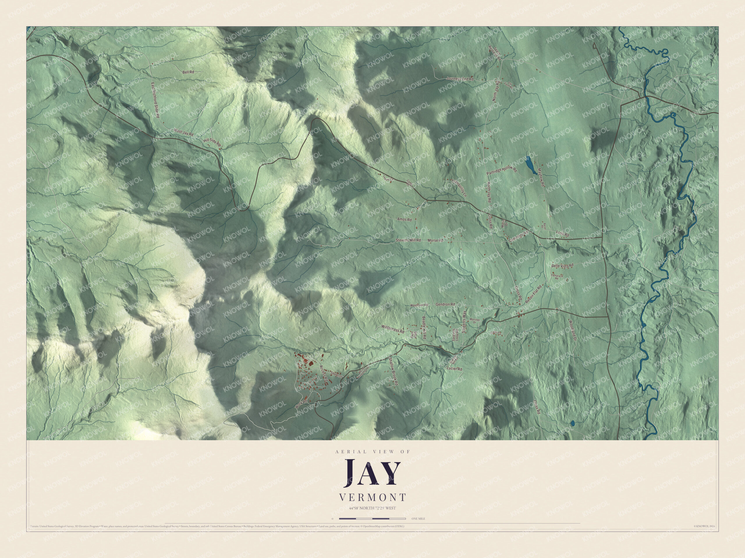 Watermarked full-map preview of Jay, Vermont