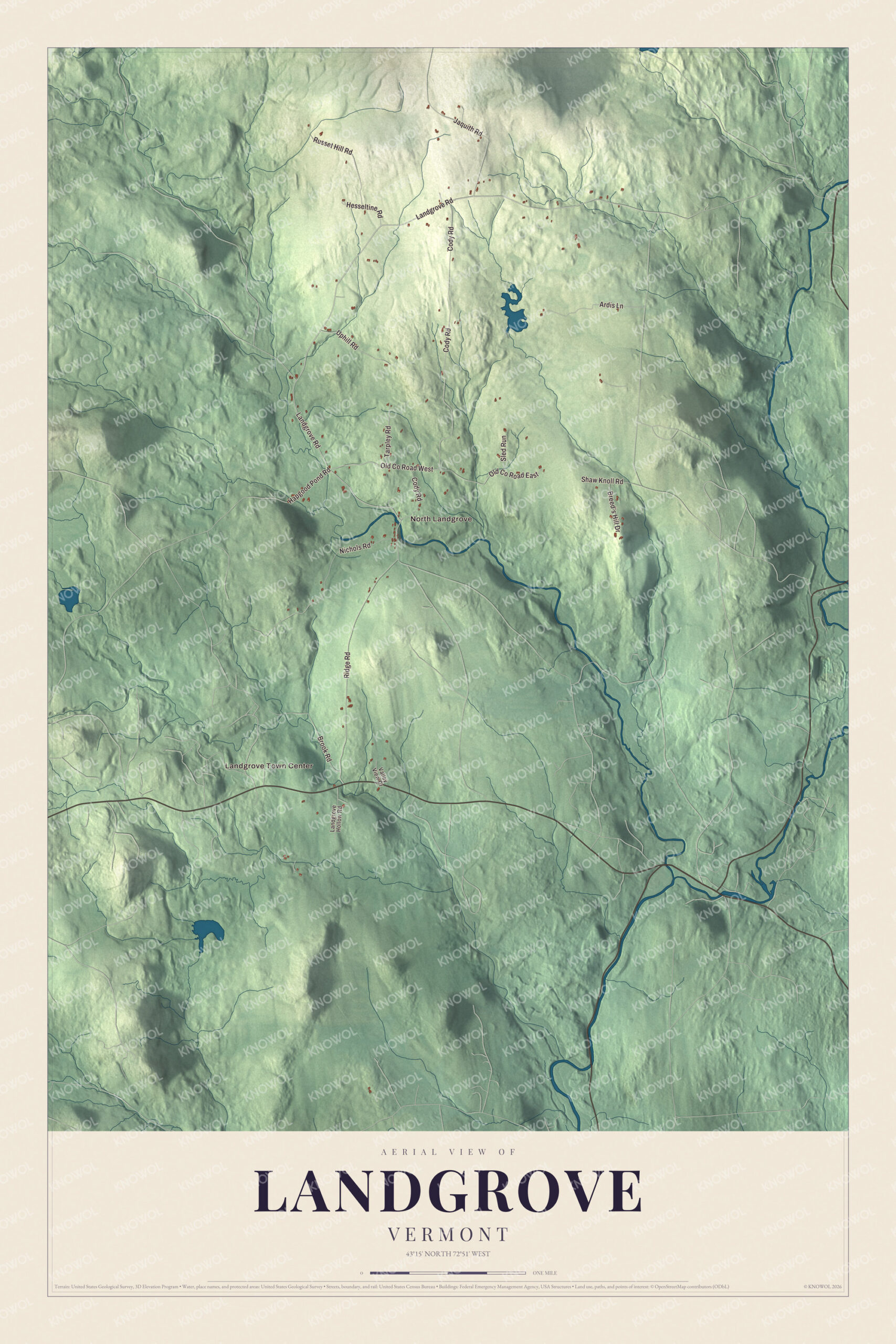 Watermarked full-map preview of Landgrove, Vermont