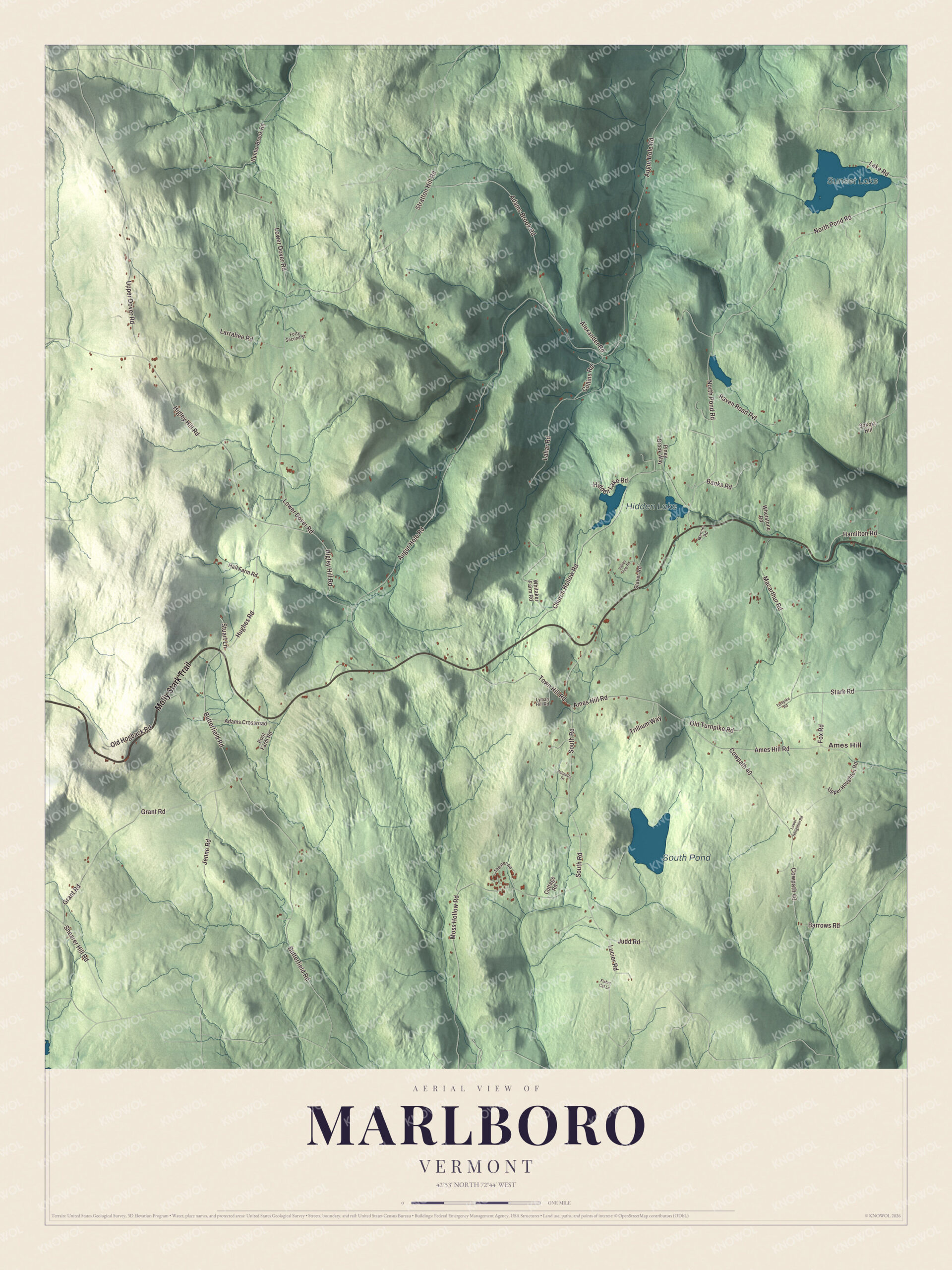Watermarked full-map preview of Marlboro, Vermont
