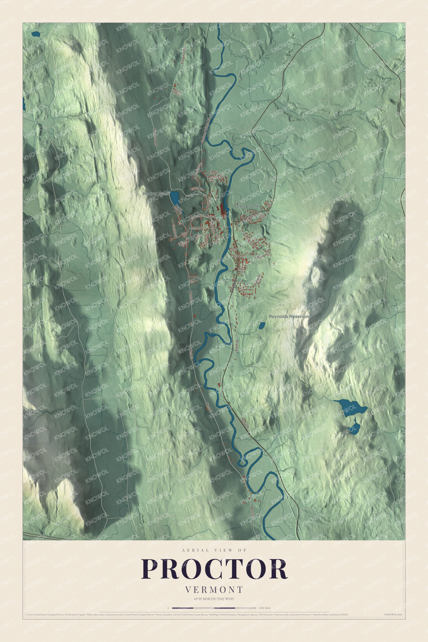 Watermarked full-map preview of Proctor, Vermont