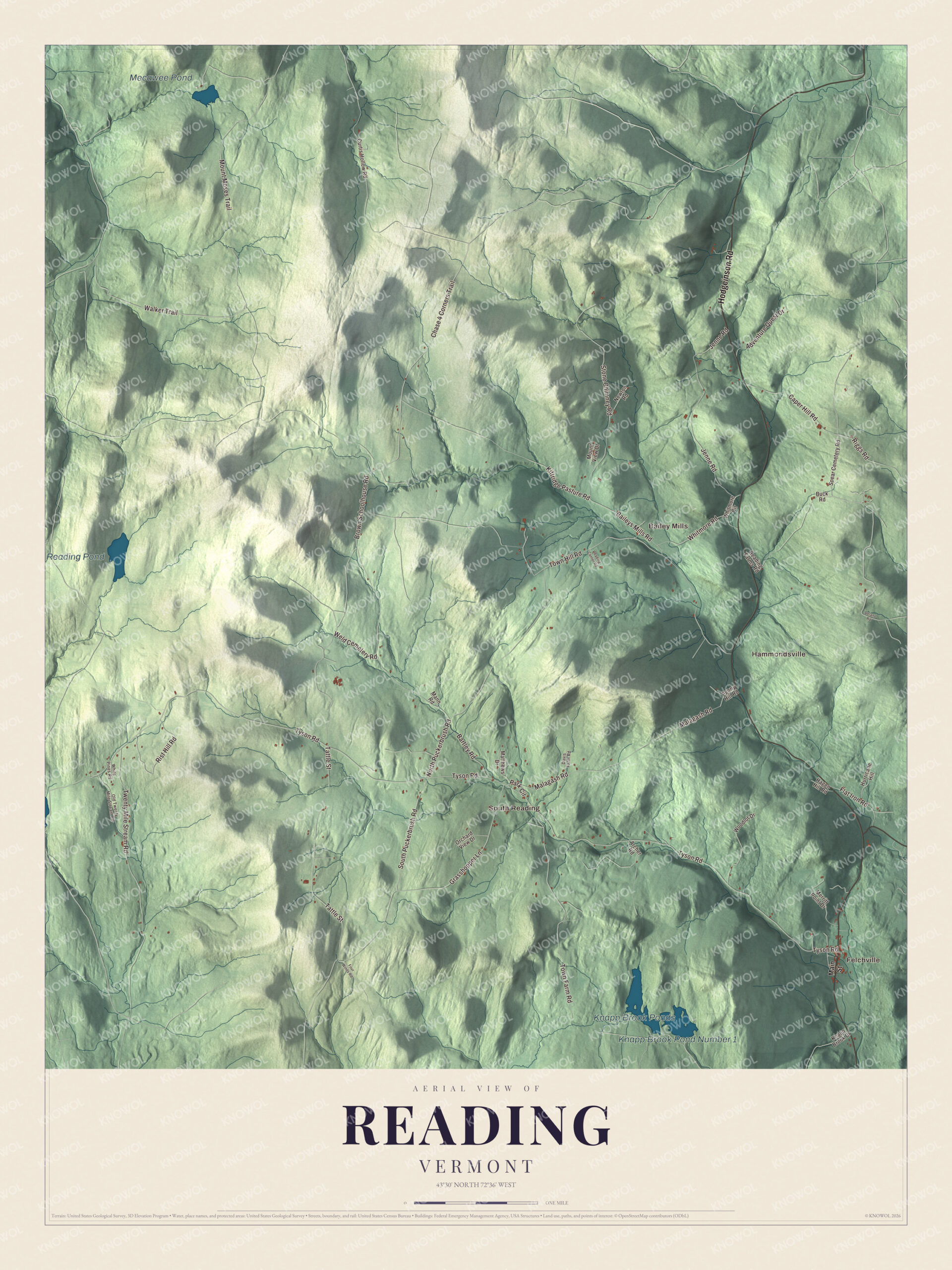 Watermarked full-map preview of Reading, Vermont