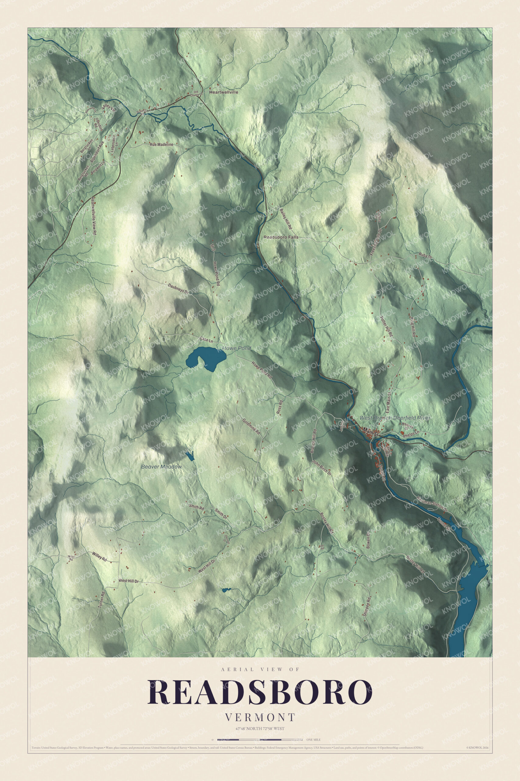 Watermarked full-map preview of Readsboro, Vermont