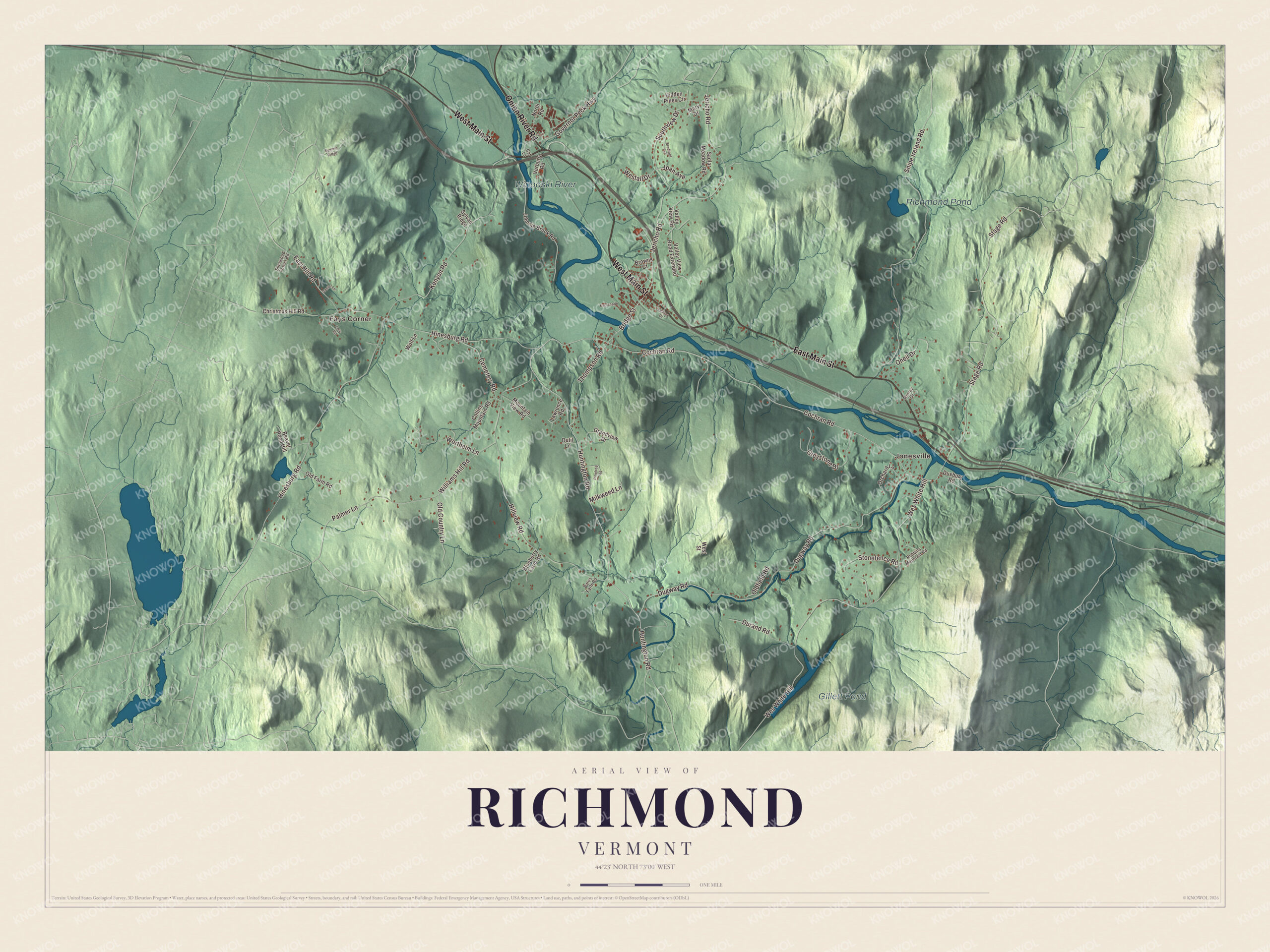 Map of Richmond, Vermont, on the Winooski River