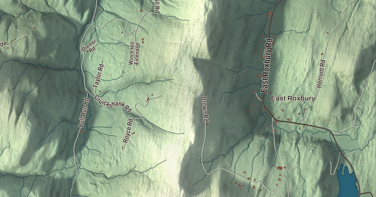 Map of Roxbury, Vermont in 2026