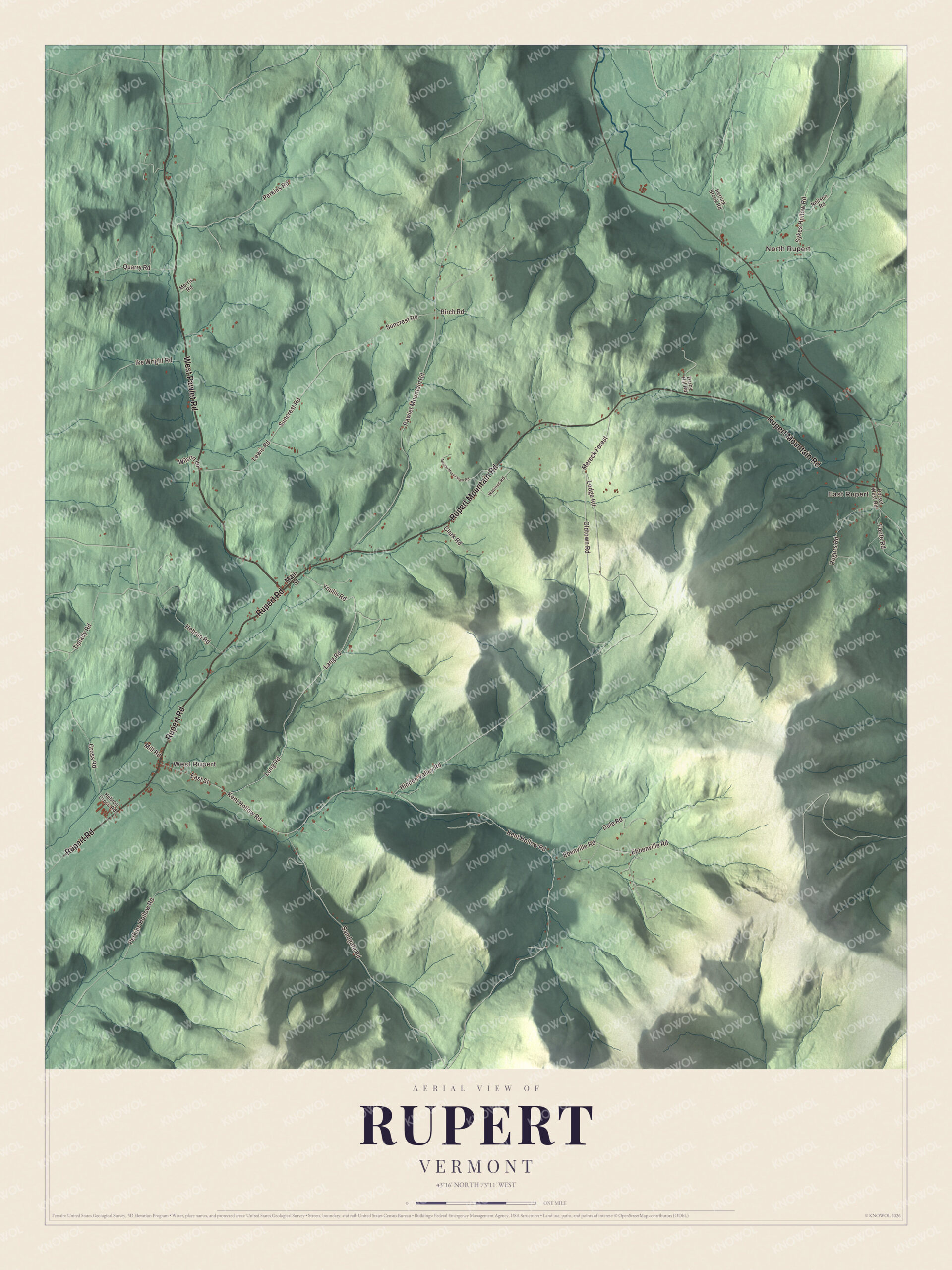 Map of Rupert, Vermont, in the Taconic Mountains