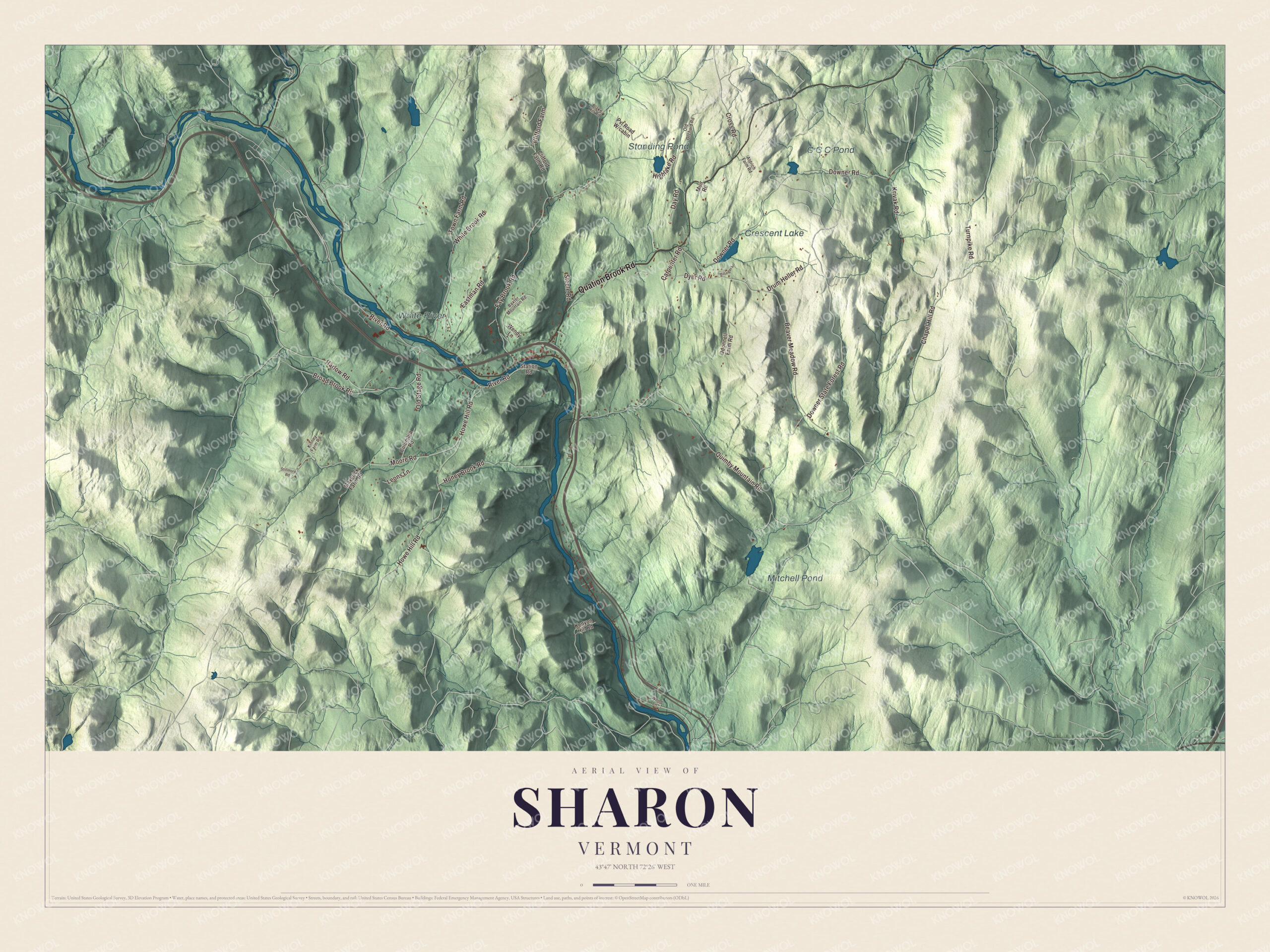 Watermarked full-map preview of Sharon, Vermont