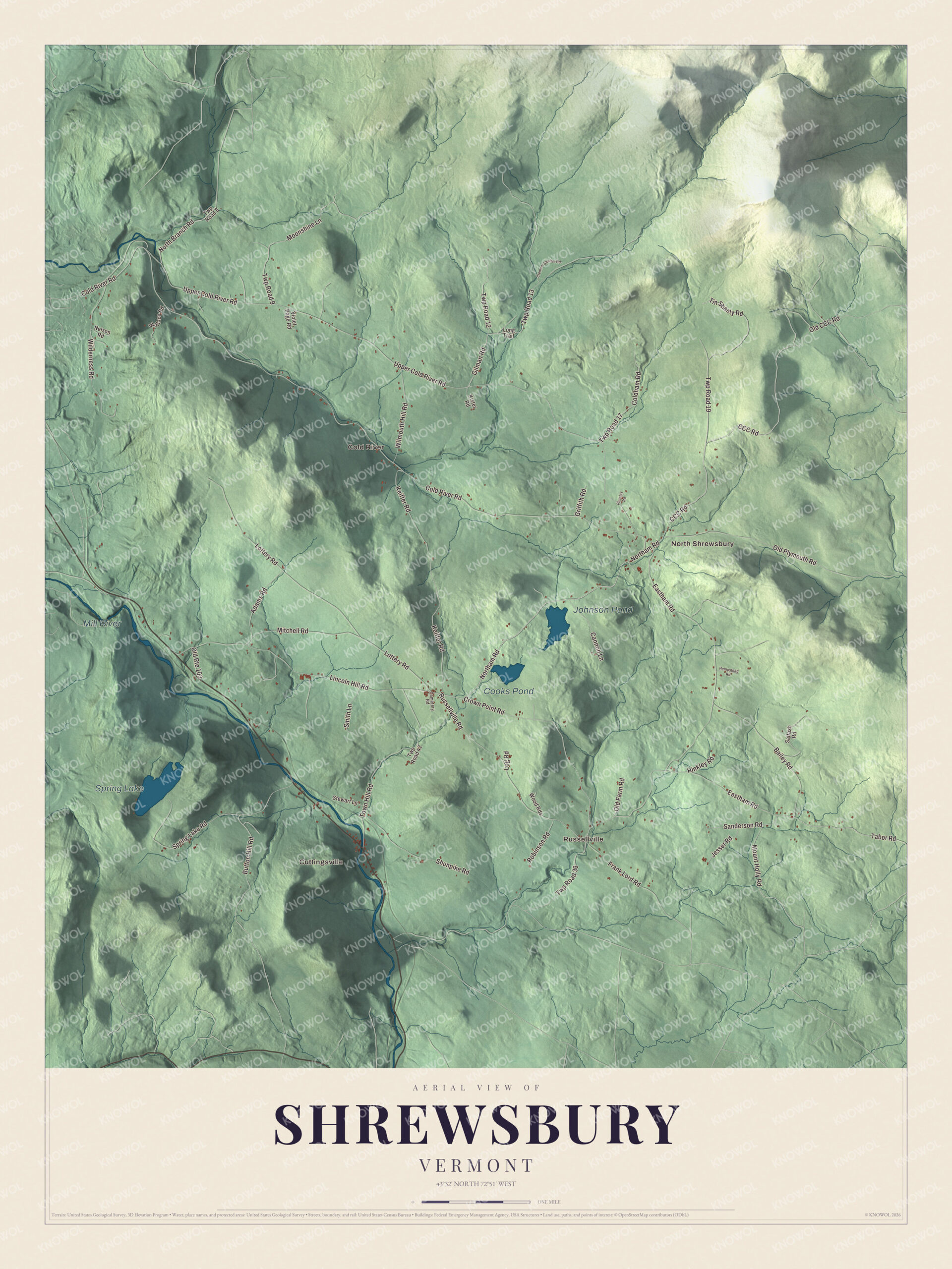 Watermarked full-map preview of Shrewsbury, Vermont