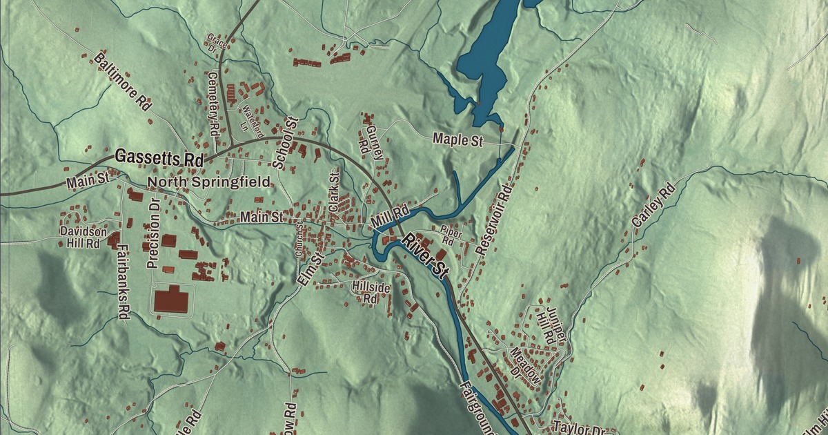 Map of Springfield, Vermont in 2026