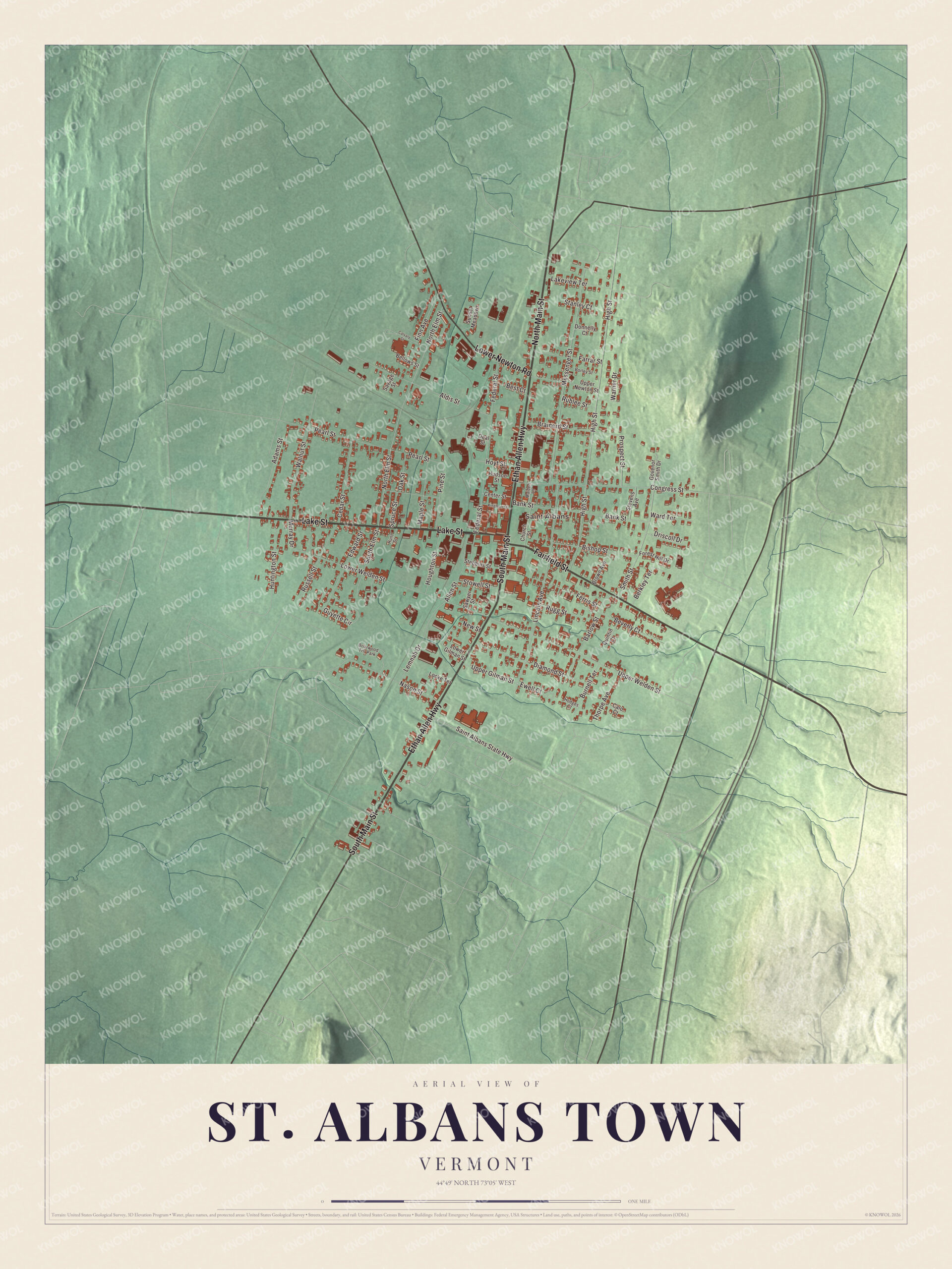 Map of St. Albans Town, Vermont, on St. Albans Bay