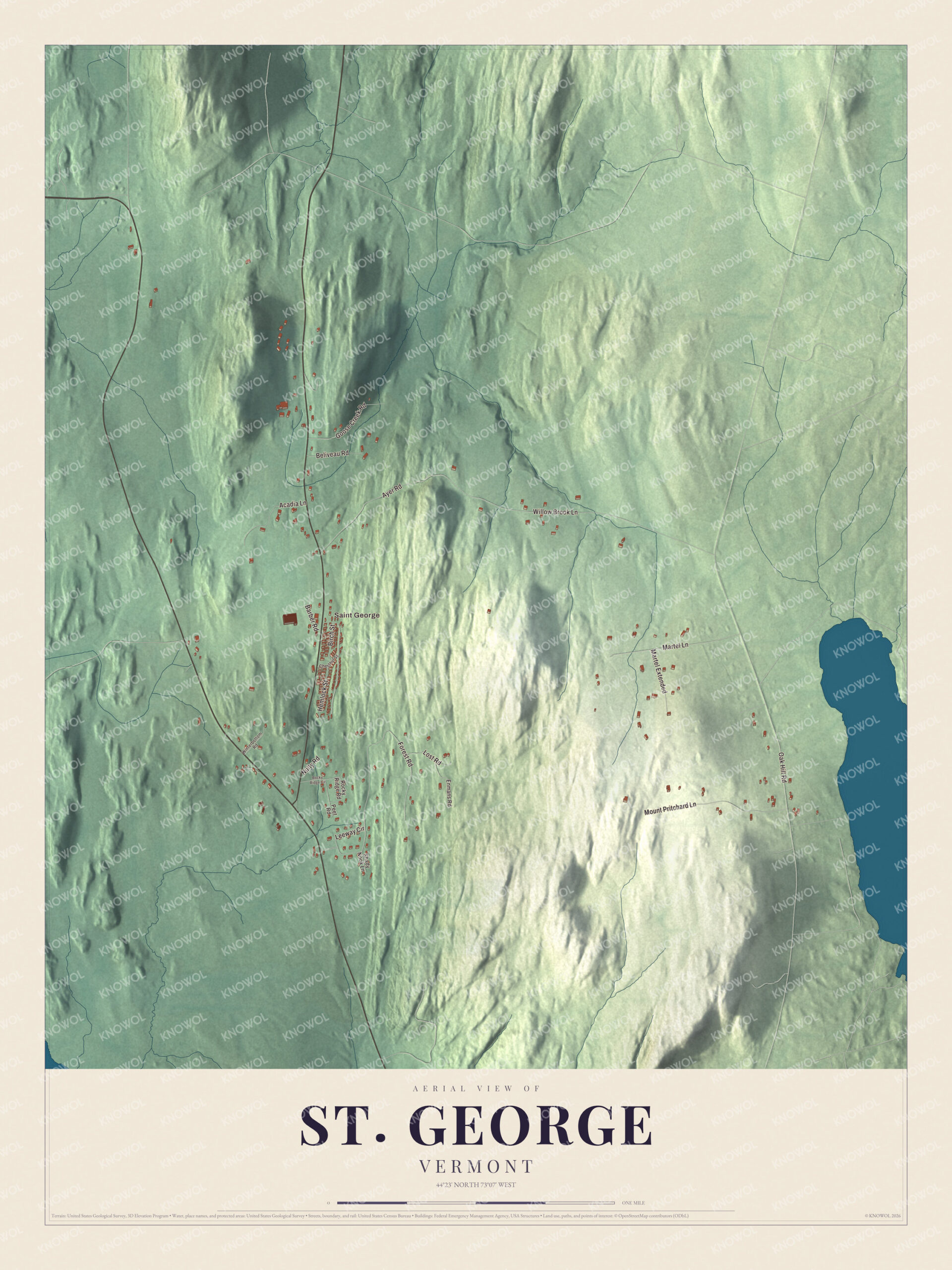Map of St. George, Vermont, southeast of Burlington