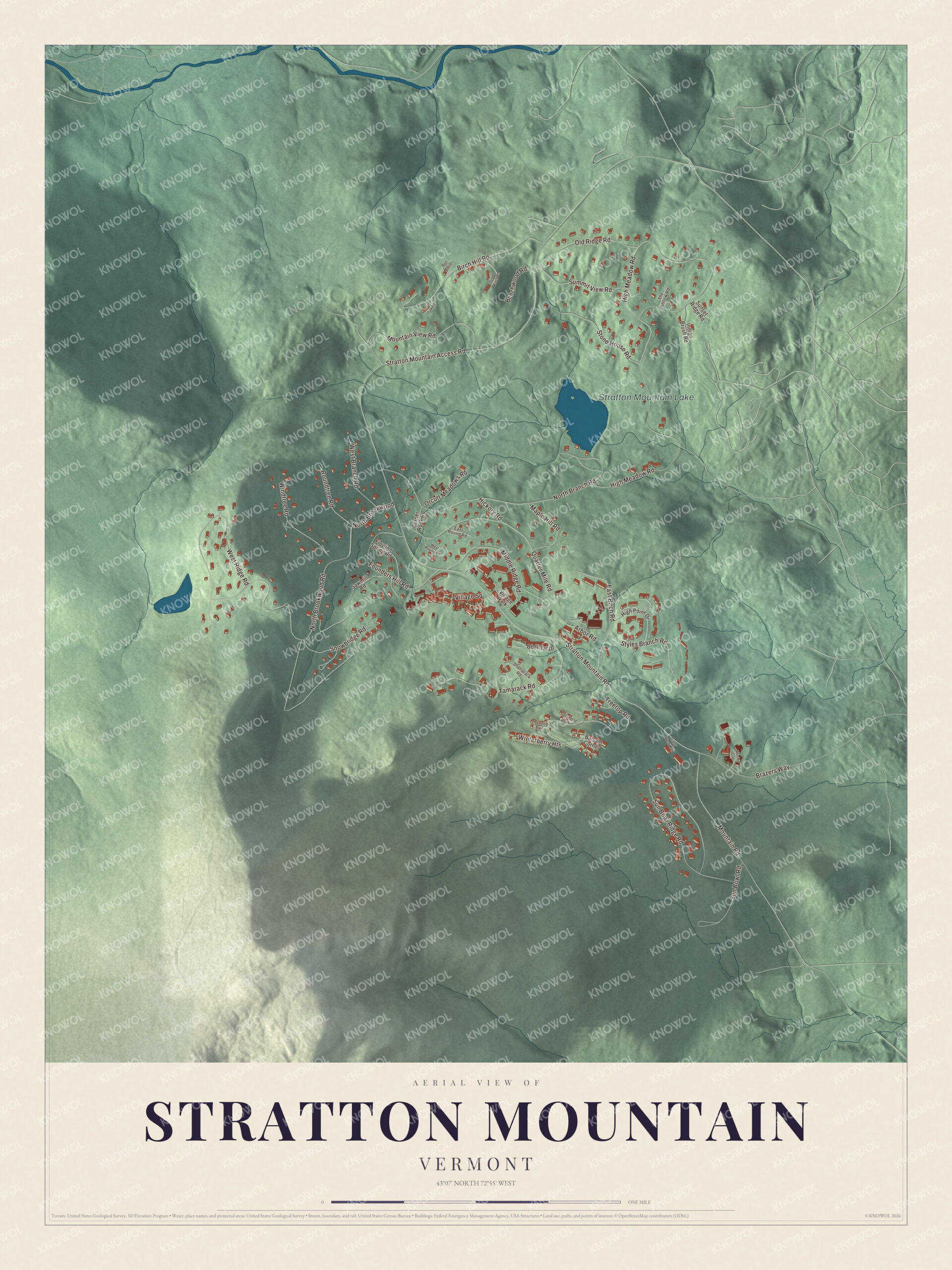 Watermarked full-map preview of Stratton Mountain, Vermont