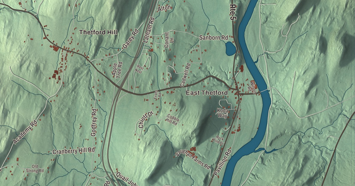 Map of Thetford, Vermont in 2026