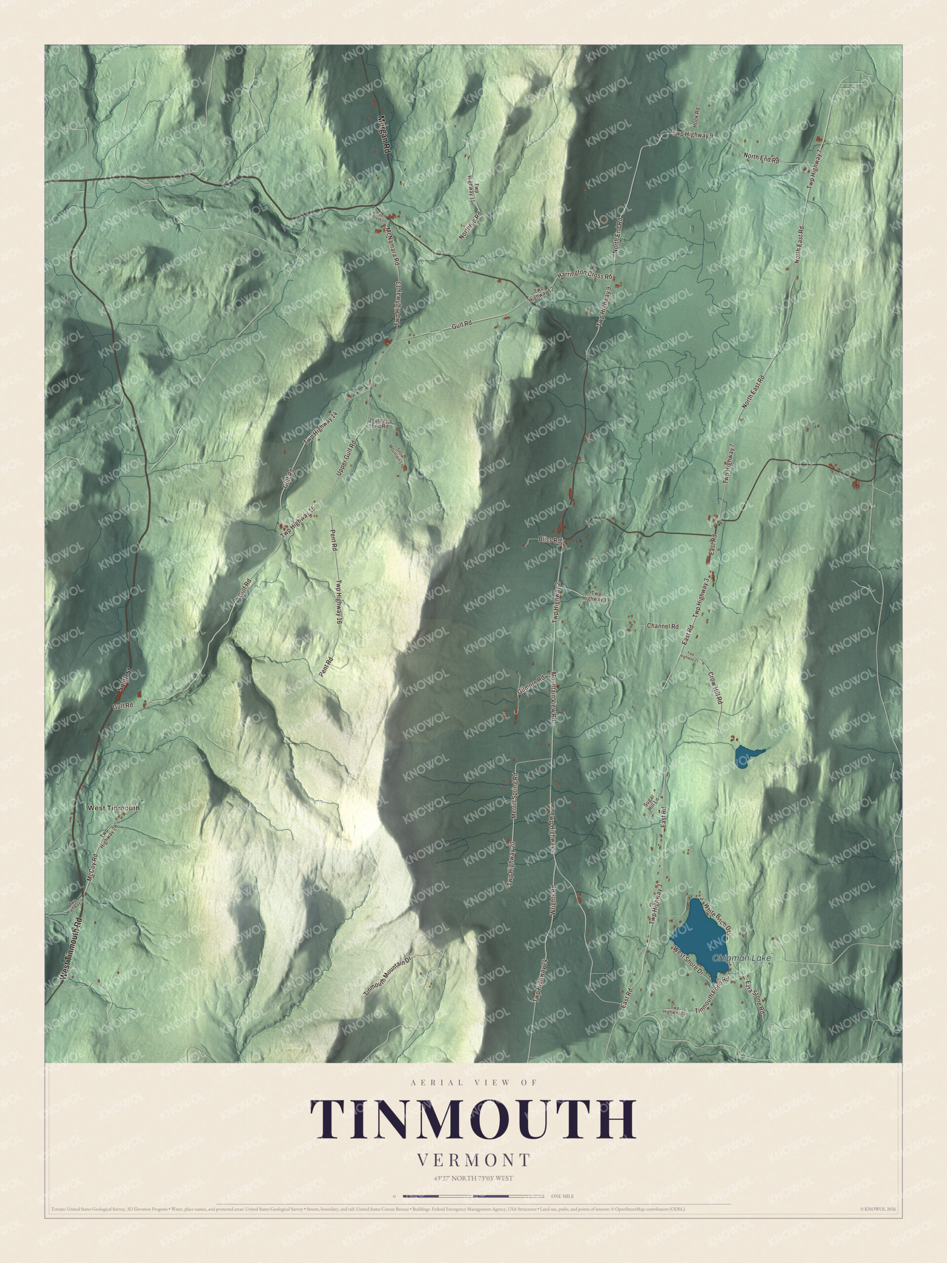Watermarked full-map preview of Tinmouth, Vermont