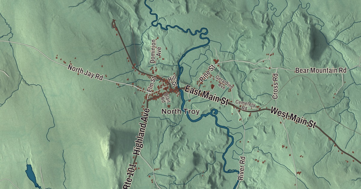 Map of Troy, Vermont in 2026