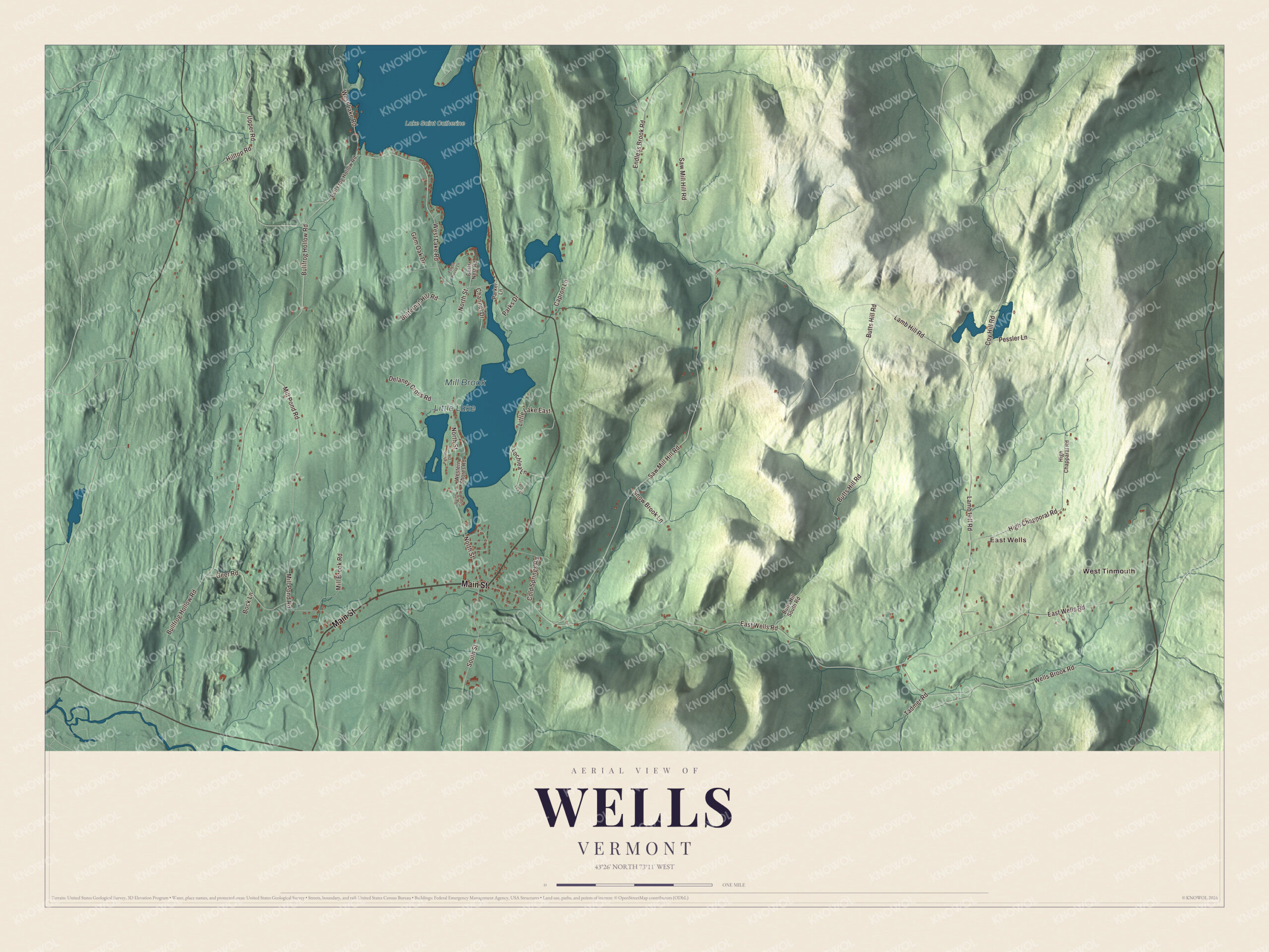 Watermarked full-map preview of Wells, Vermont