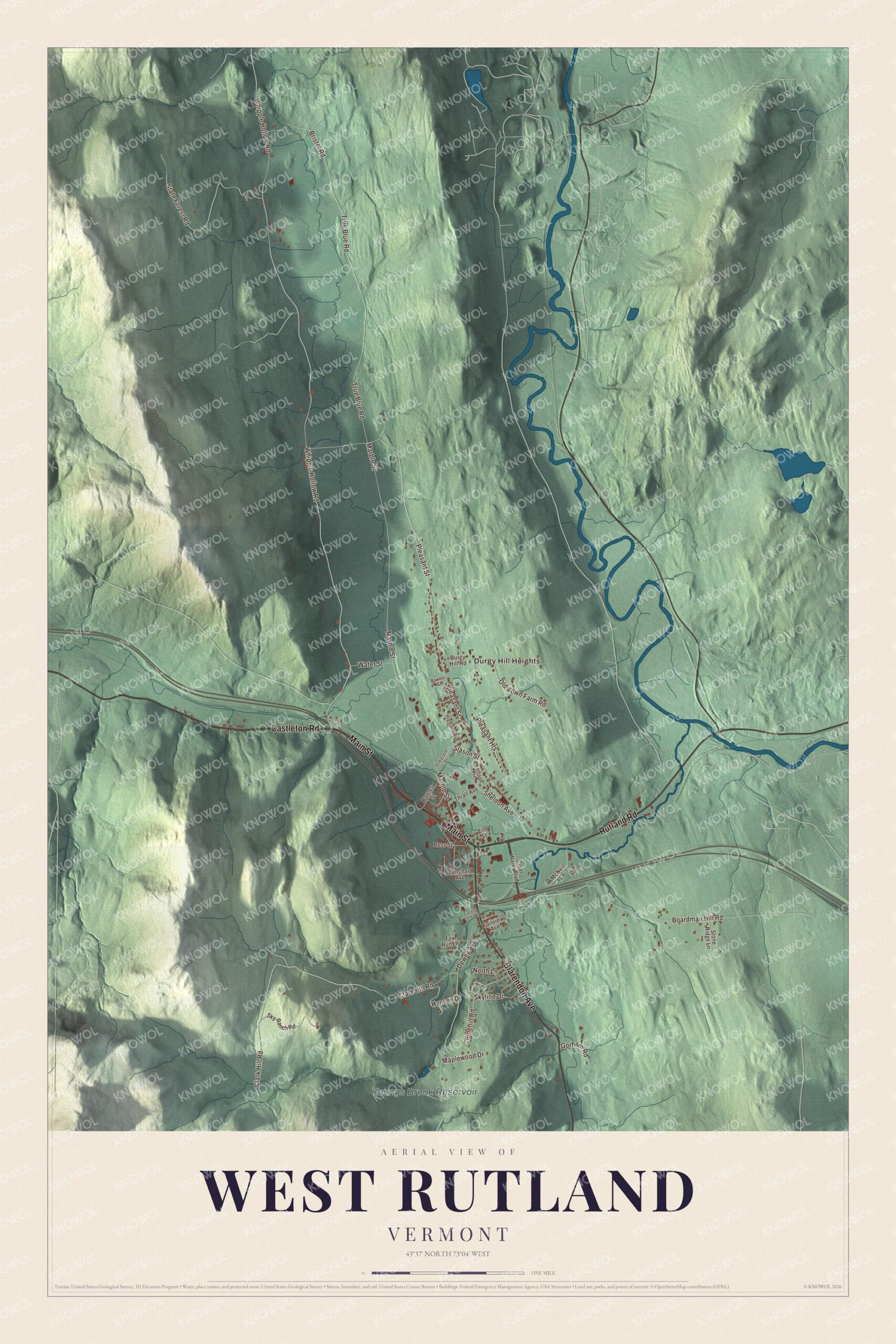 Watermarked full-map preview of West Rutland, Vermont