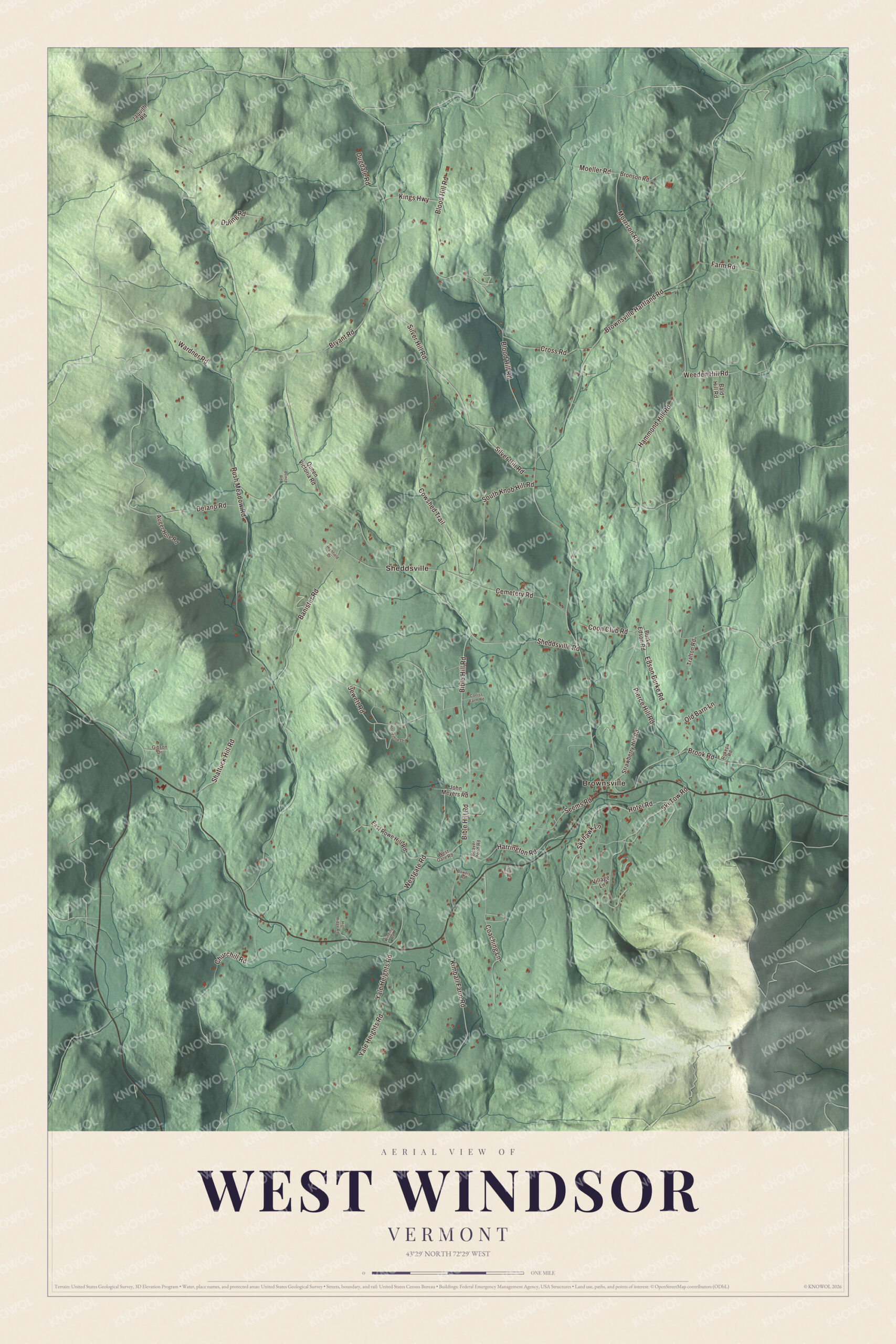 Watermarked full-map preview of West Windsor, Vermont
