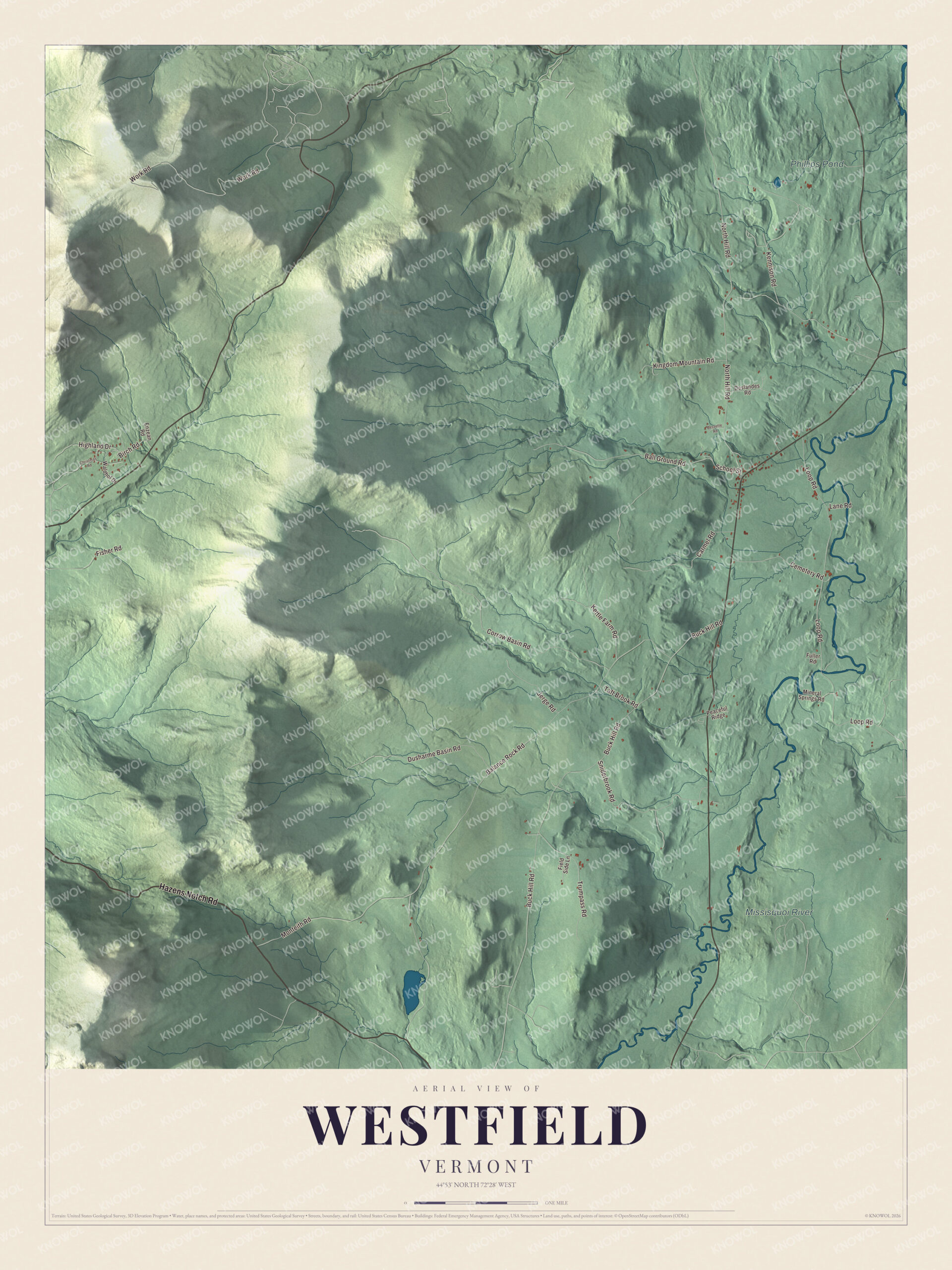 Watermarked full-map preview of Westfield, Vermont