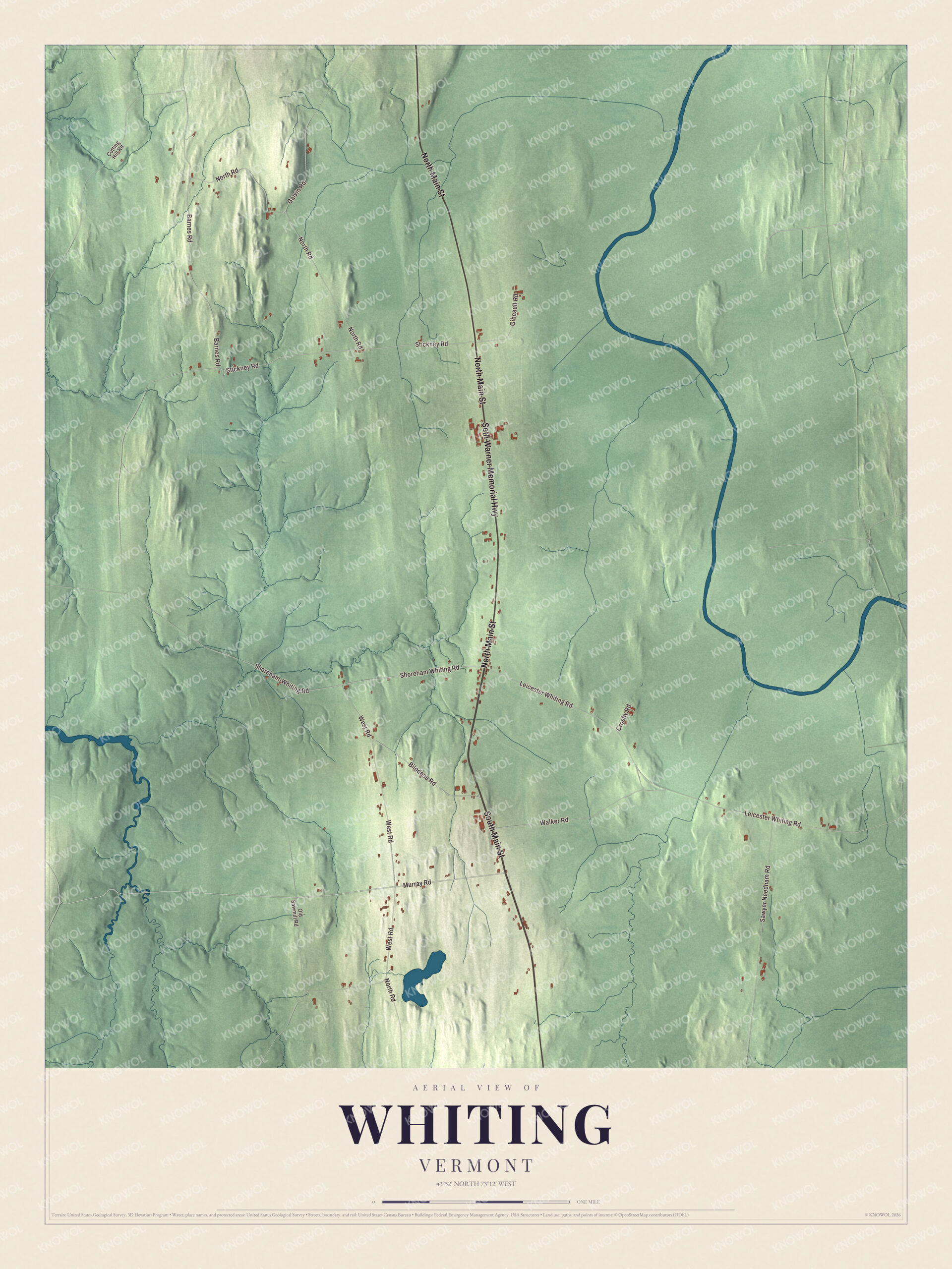 Protected watermarked complete map of Whiting, Vermont