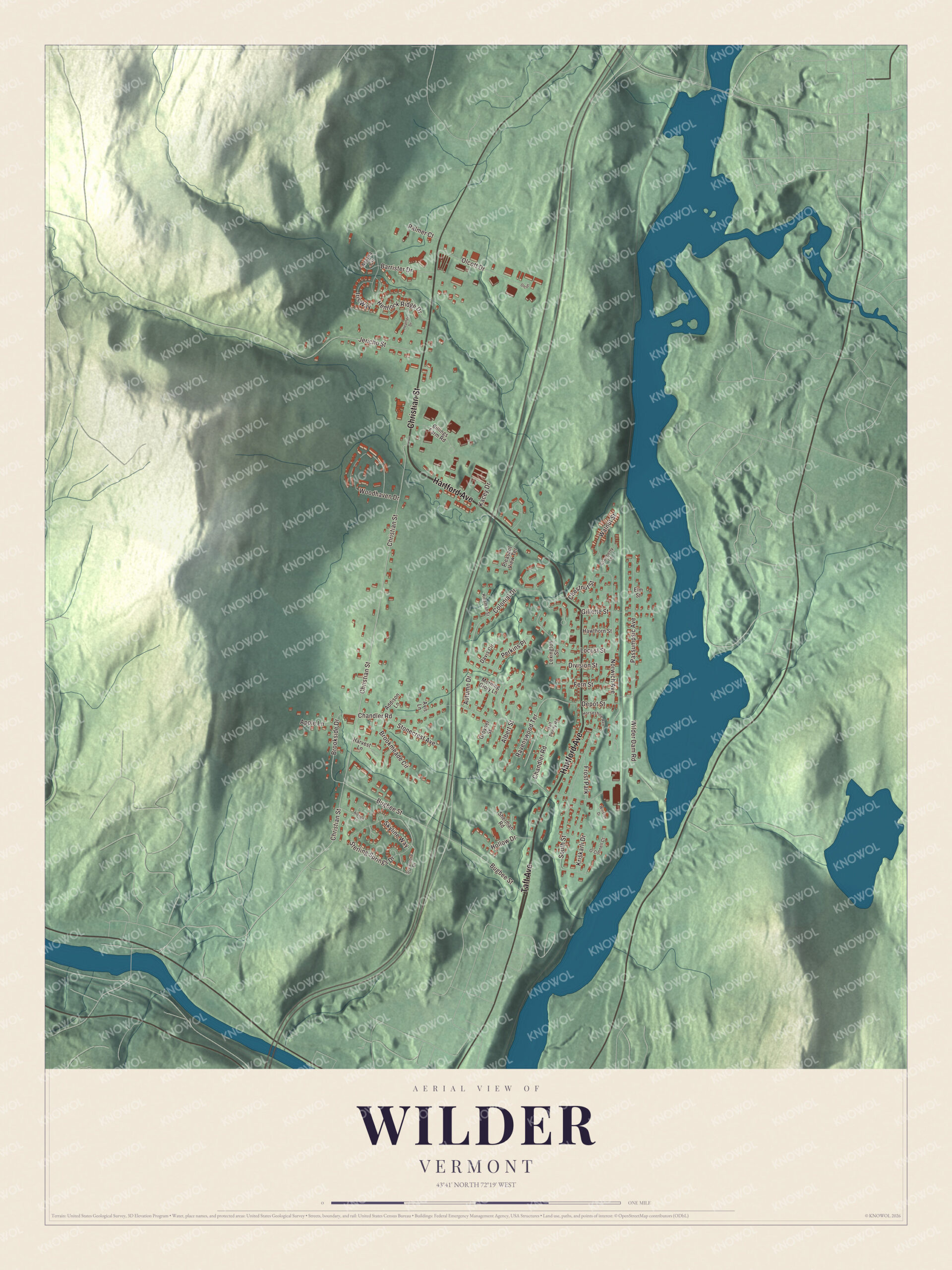 Watermarked full-map preview of Wilder, Vermont