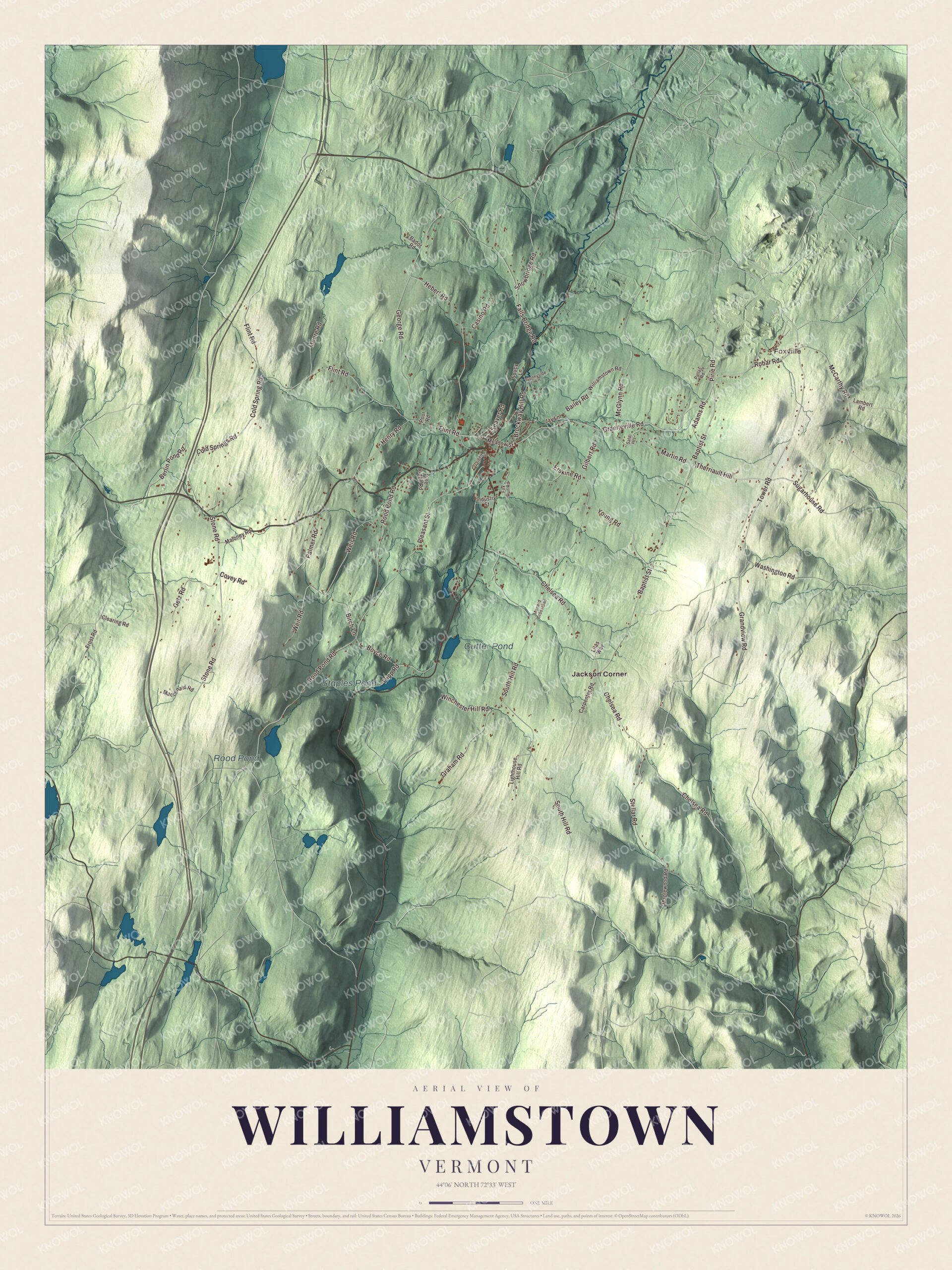 Protected watermarked complete map of Williamstown, Vermont