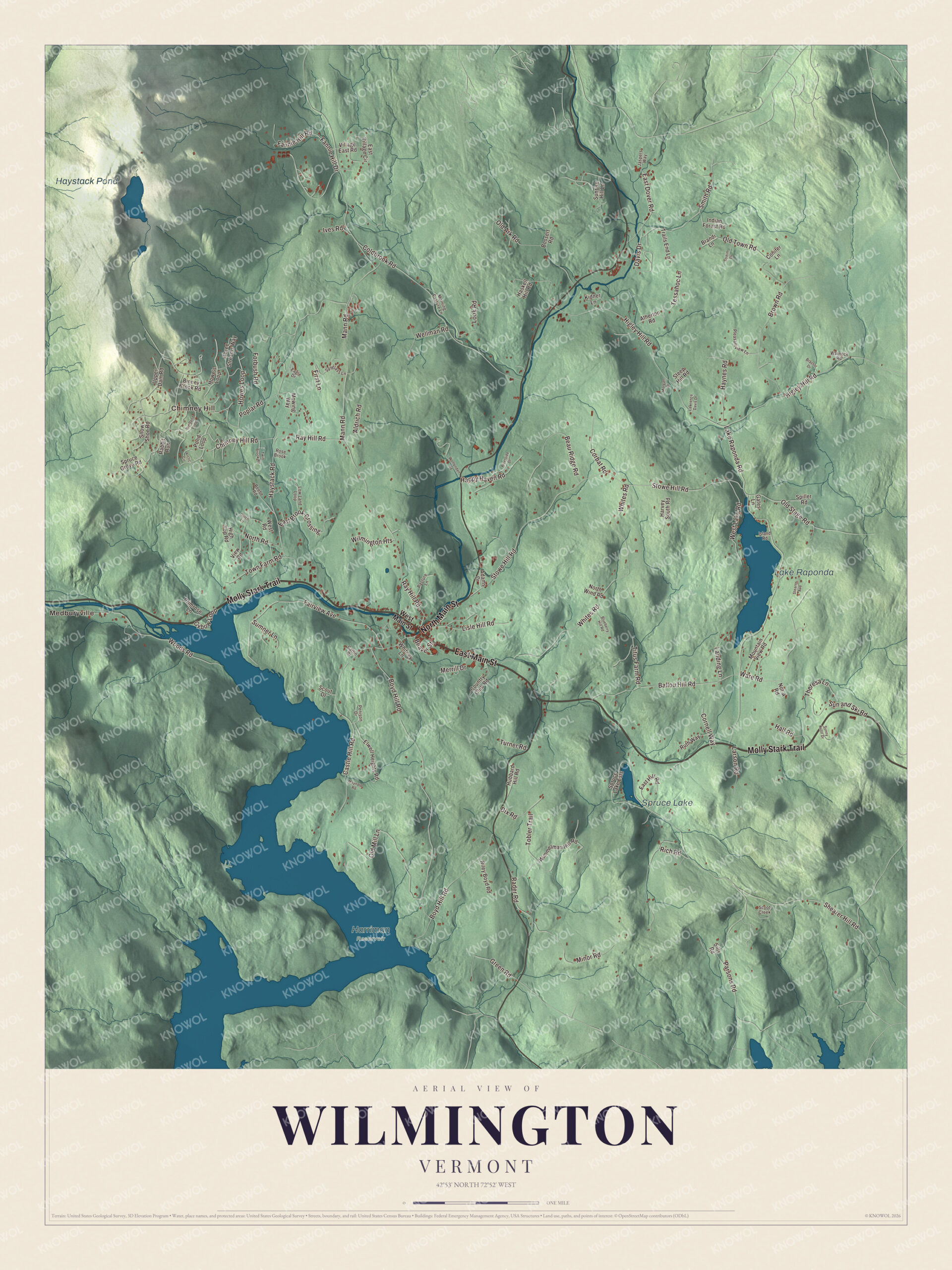 Watermarked full-map preview of Wilmington, Vermont