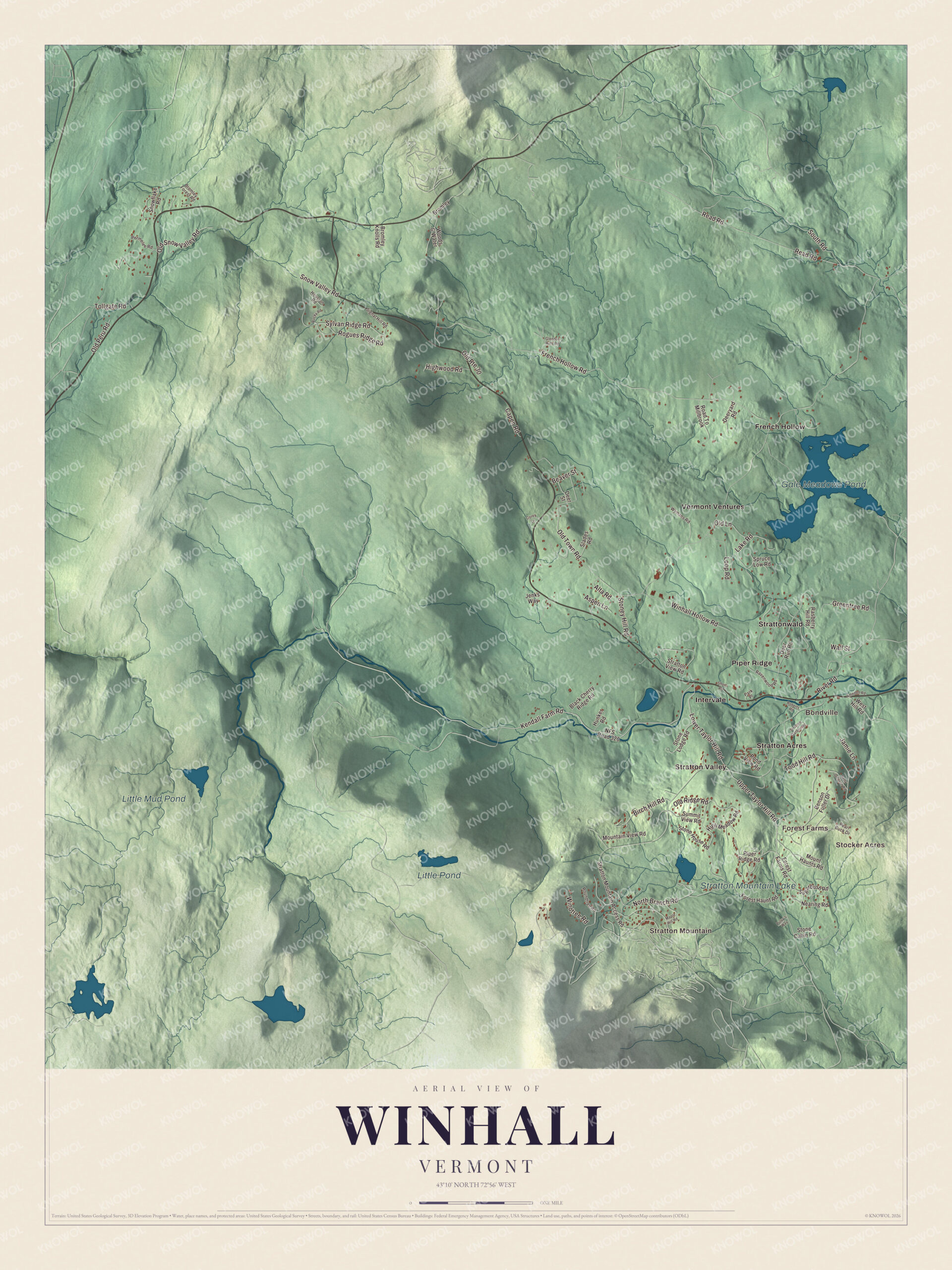 Watermarked full-map preview of Winhall, Vermont
