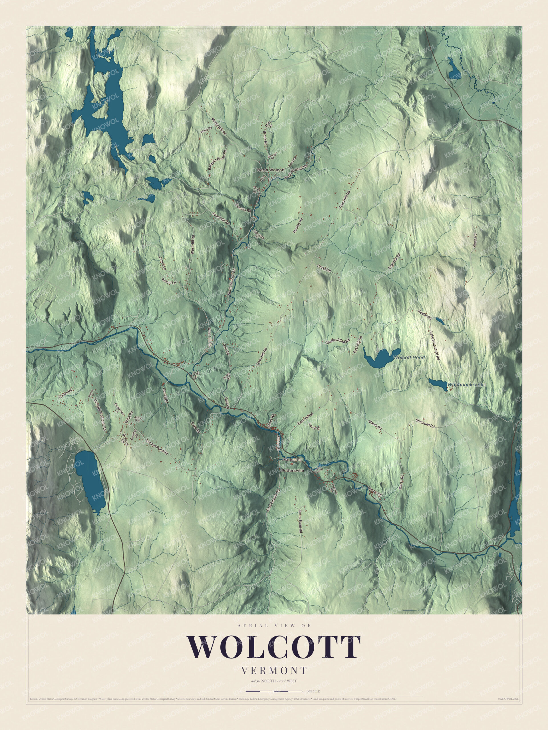 Watermarked full-map preview of Wolcott, Vermont