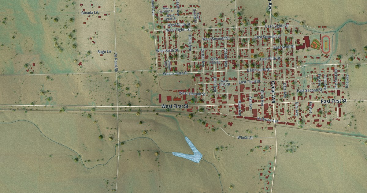 Map of Akron, Colorado in 2026