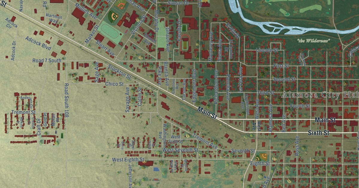 Map of Alamosa, Colorado in 2026