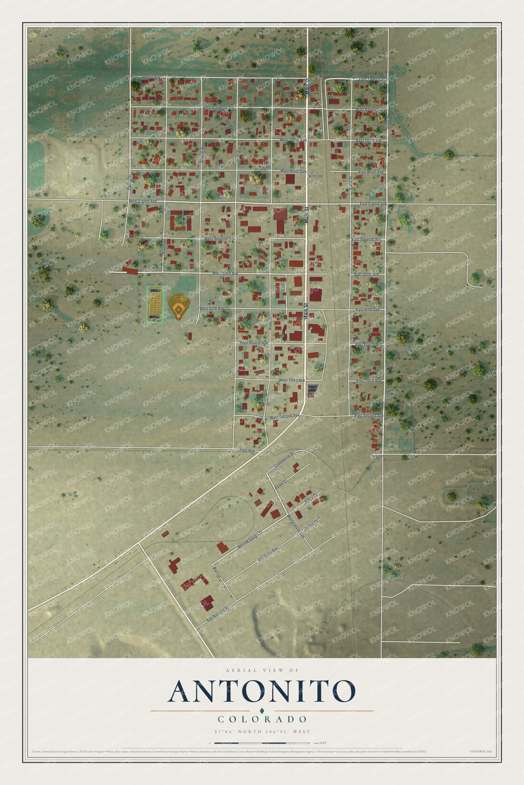 Watermarked full-map preview of Antonito, Colorado